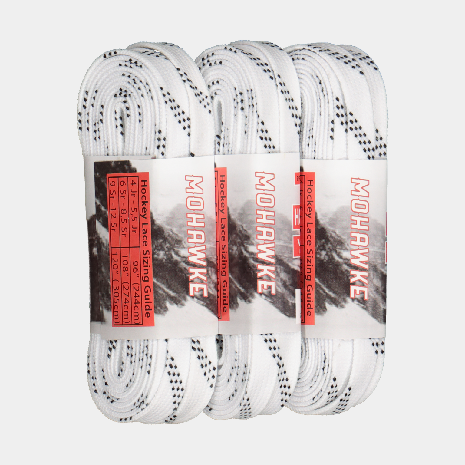Hockey Laces White, Waxed 3 Pack 23/24, hockeylisser - Hvit