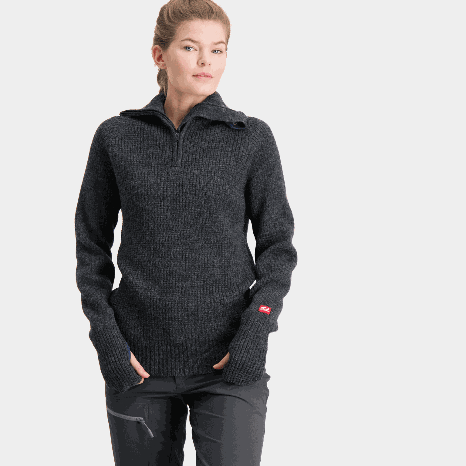  Maglione con zip color ambra, maglione di lana, unisex