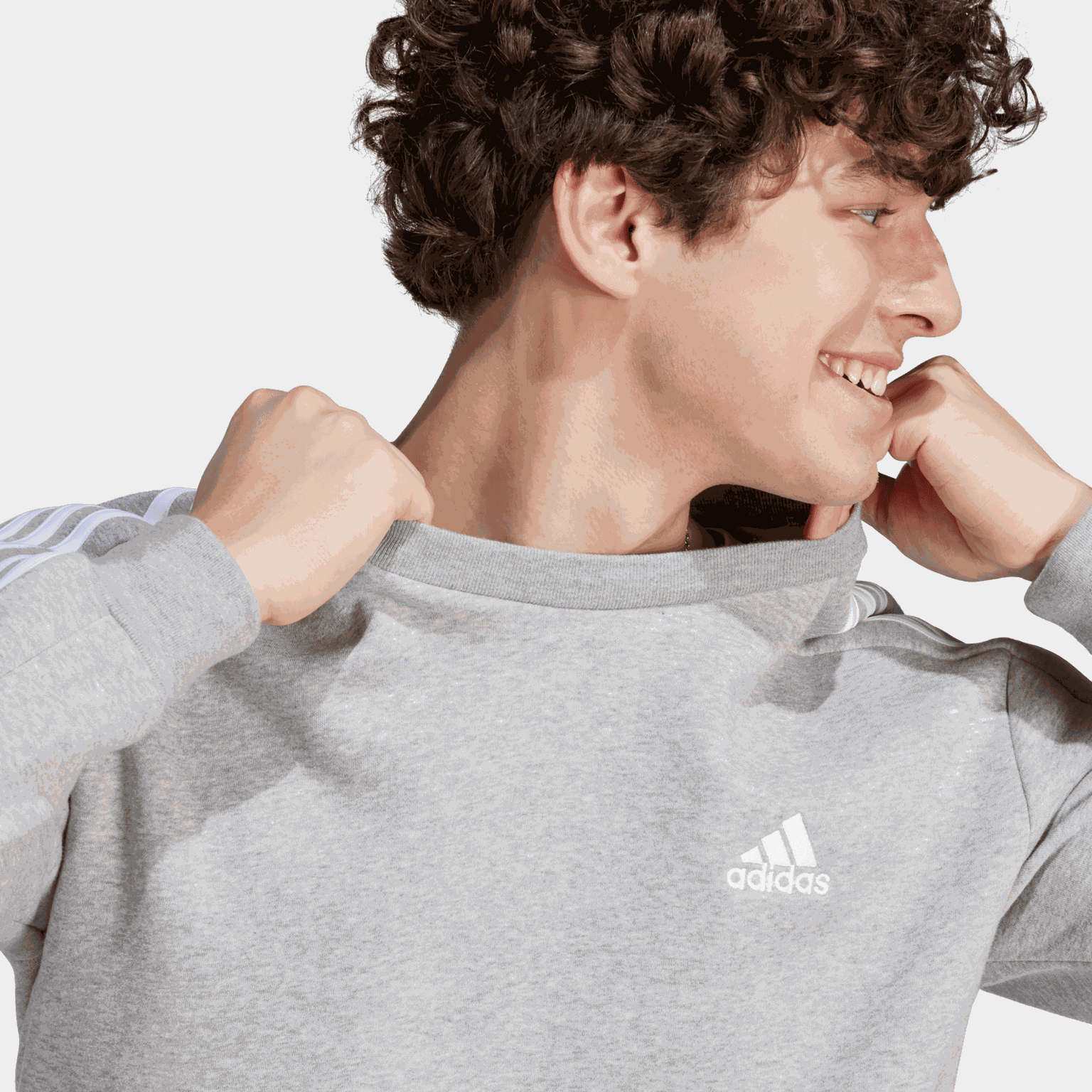  Heren Essentials 3-Strepen Fleece Hoodie – Grijs