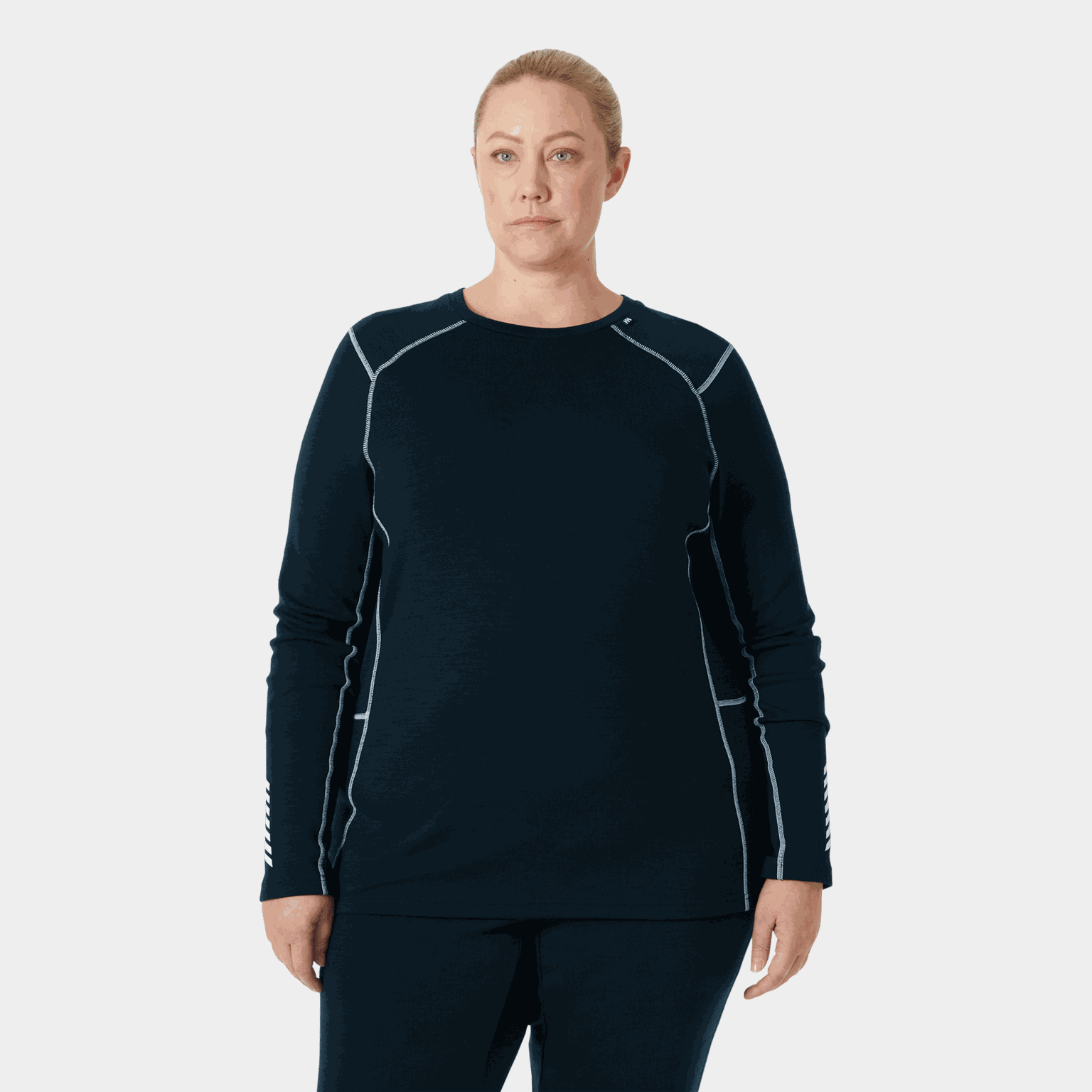 Pull en laine mérinos mi-lourde LIFA, col rond, pour femme - Bleu foncé