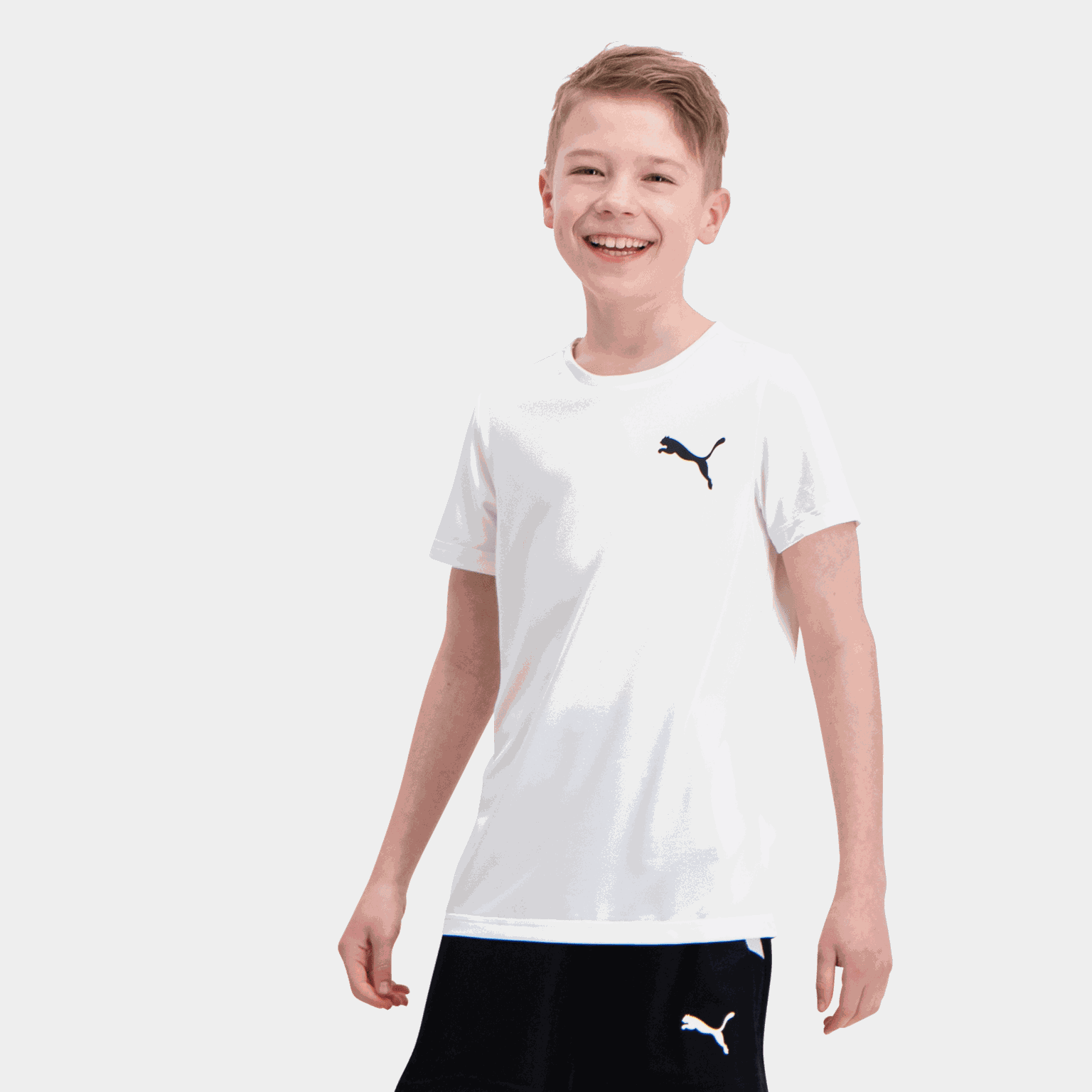  Koszulka sportowa dziecięca z małym logo – biała