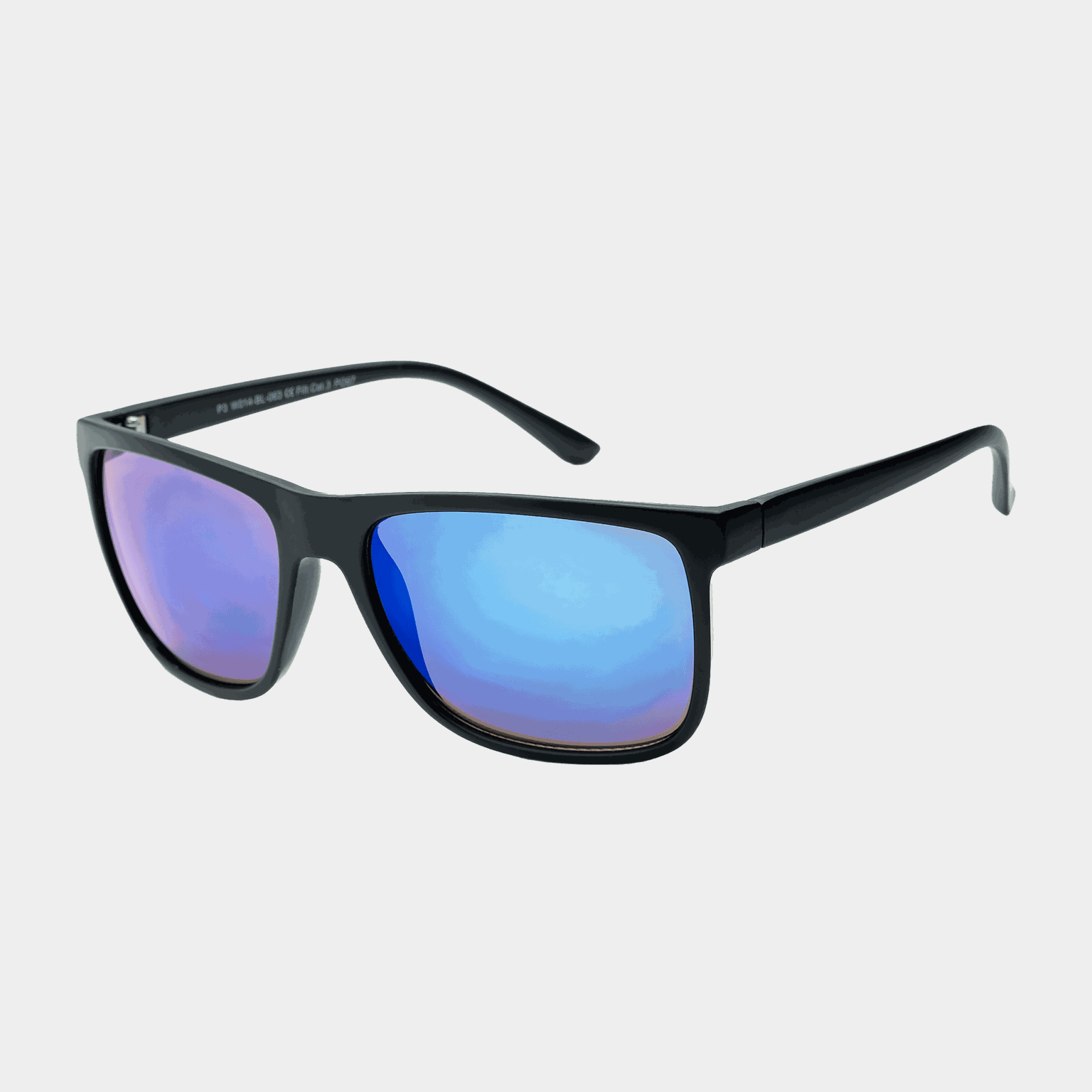 014 Waye Matt Black With Blue Multi Lens, solbriller, unisex - Svart