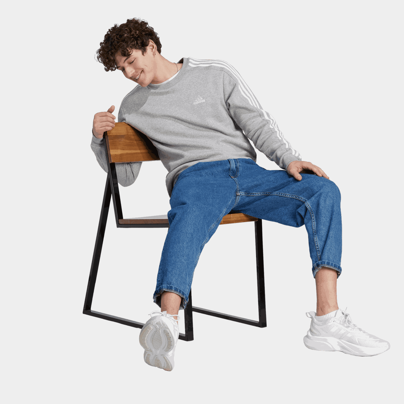  Heren Essentials 3-Strepen Fleece Hoodie – Grijs