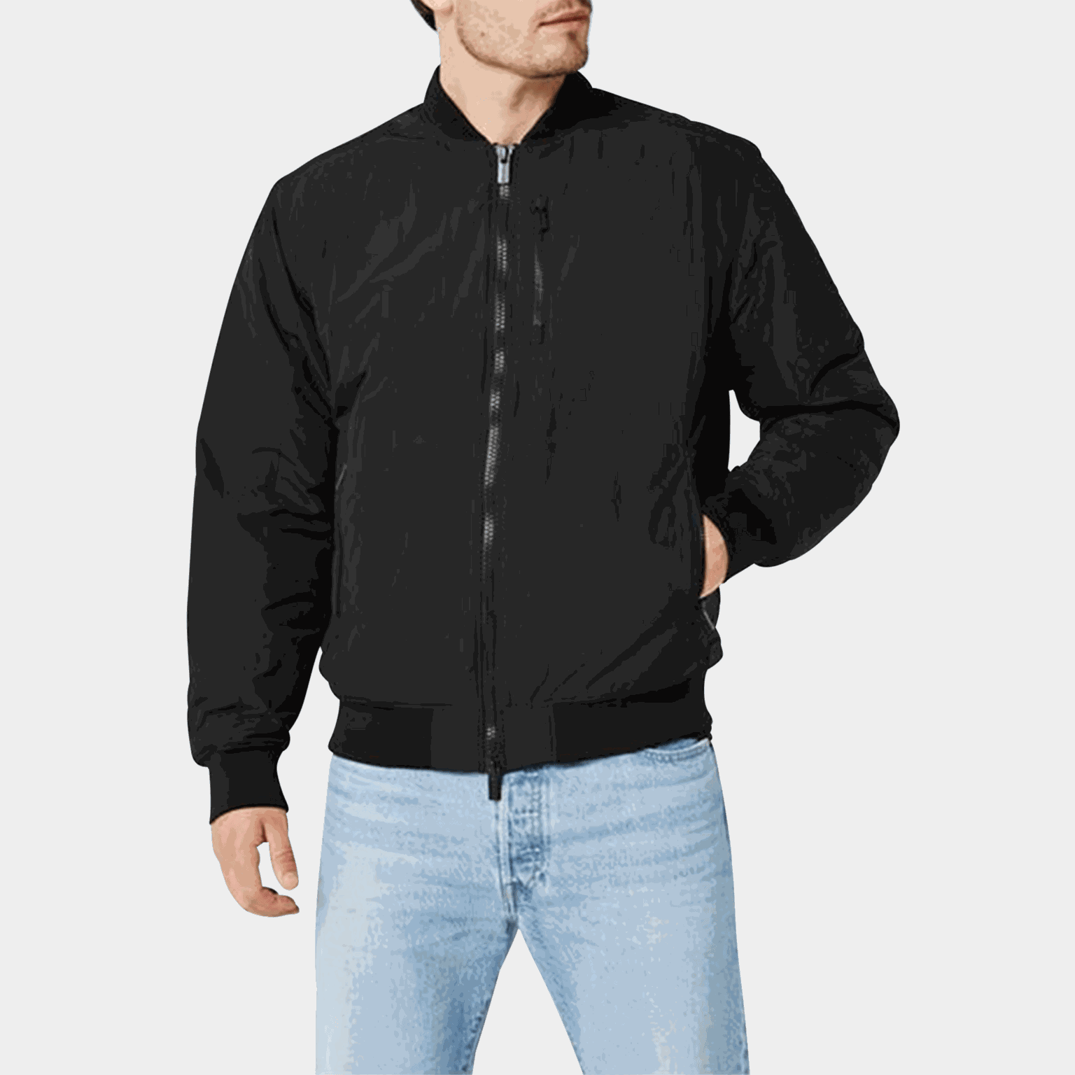  Blouson aviateur, veste homme – Noir
