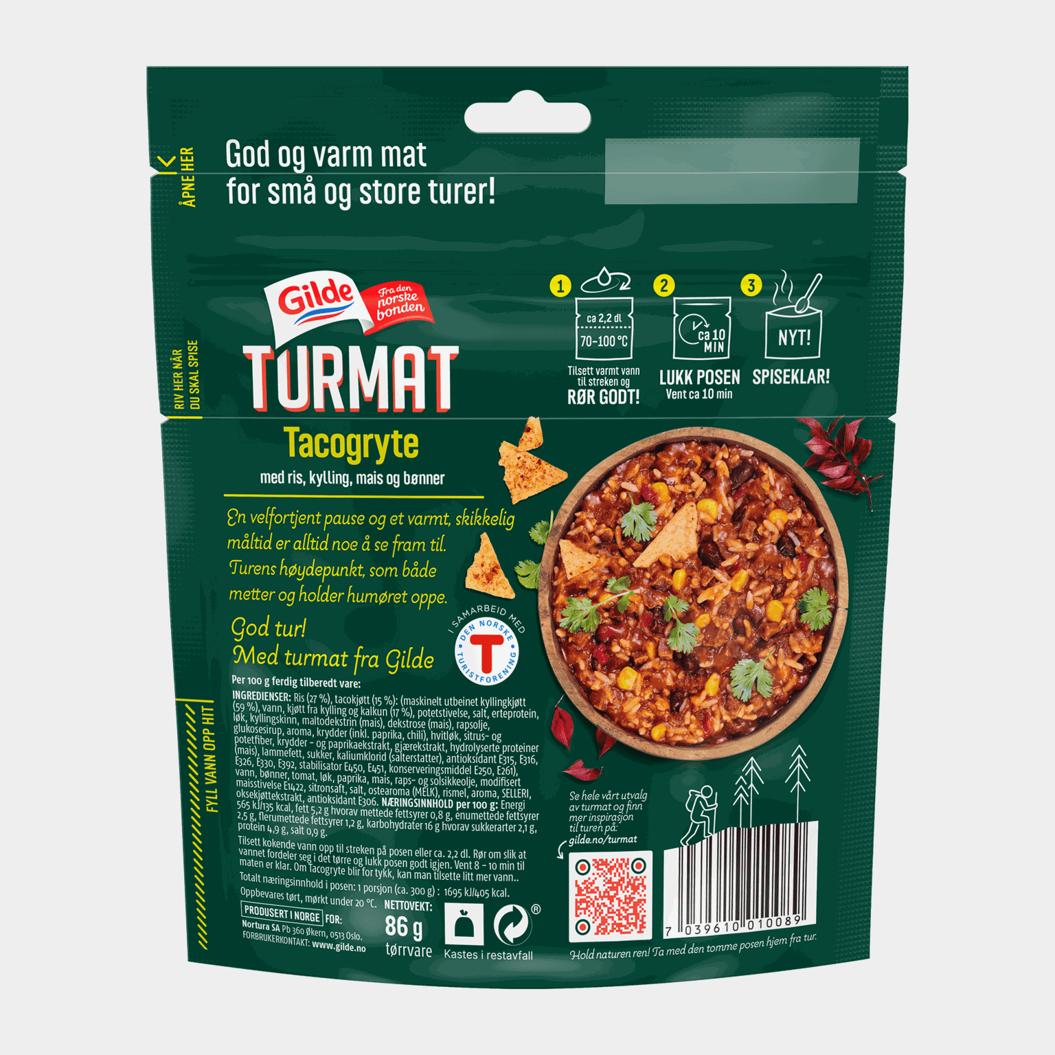 Tacogryte, turmat -