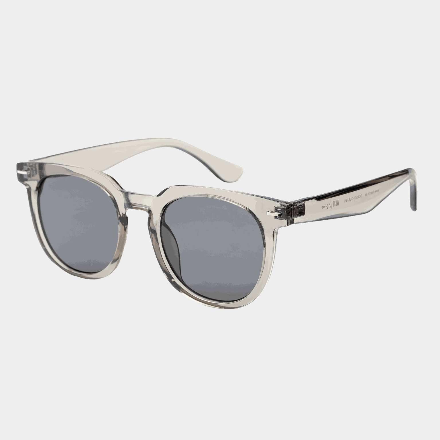 008 Waye Transparent Grey Frame With Smoke Lens, solbriller, unisex - Grå