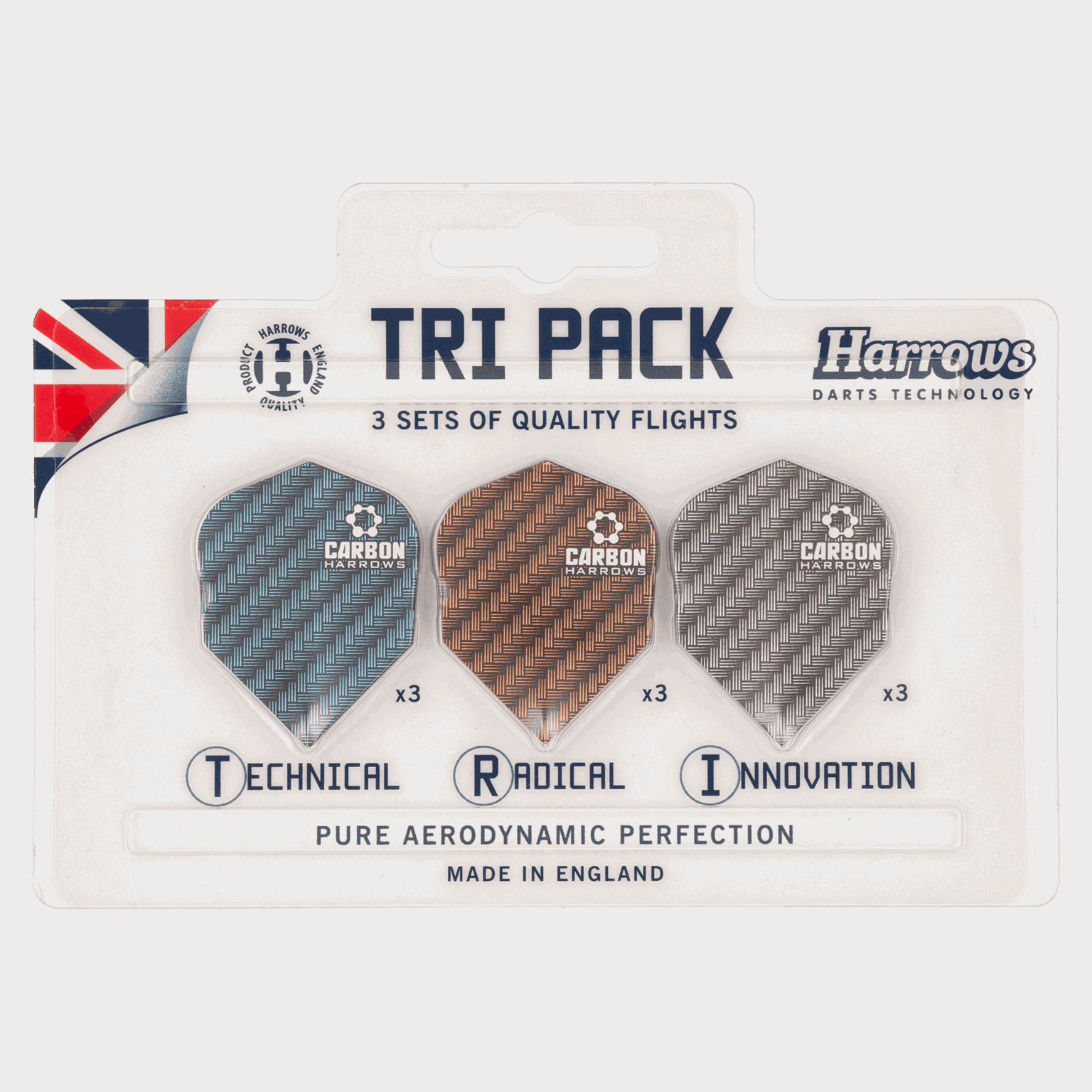Dart Flights Carbon Tri Pack 9 pcs, tilbehør til dartpiler -