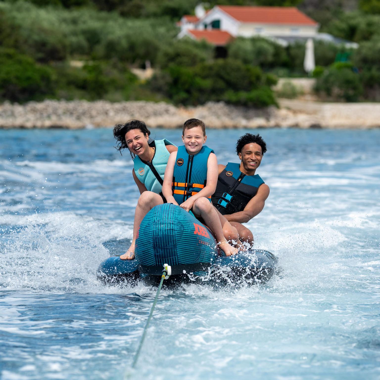 Barco inflável Chaser para 3 pessoas, rebocável por reboque - azul