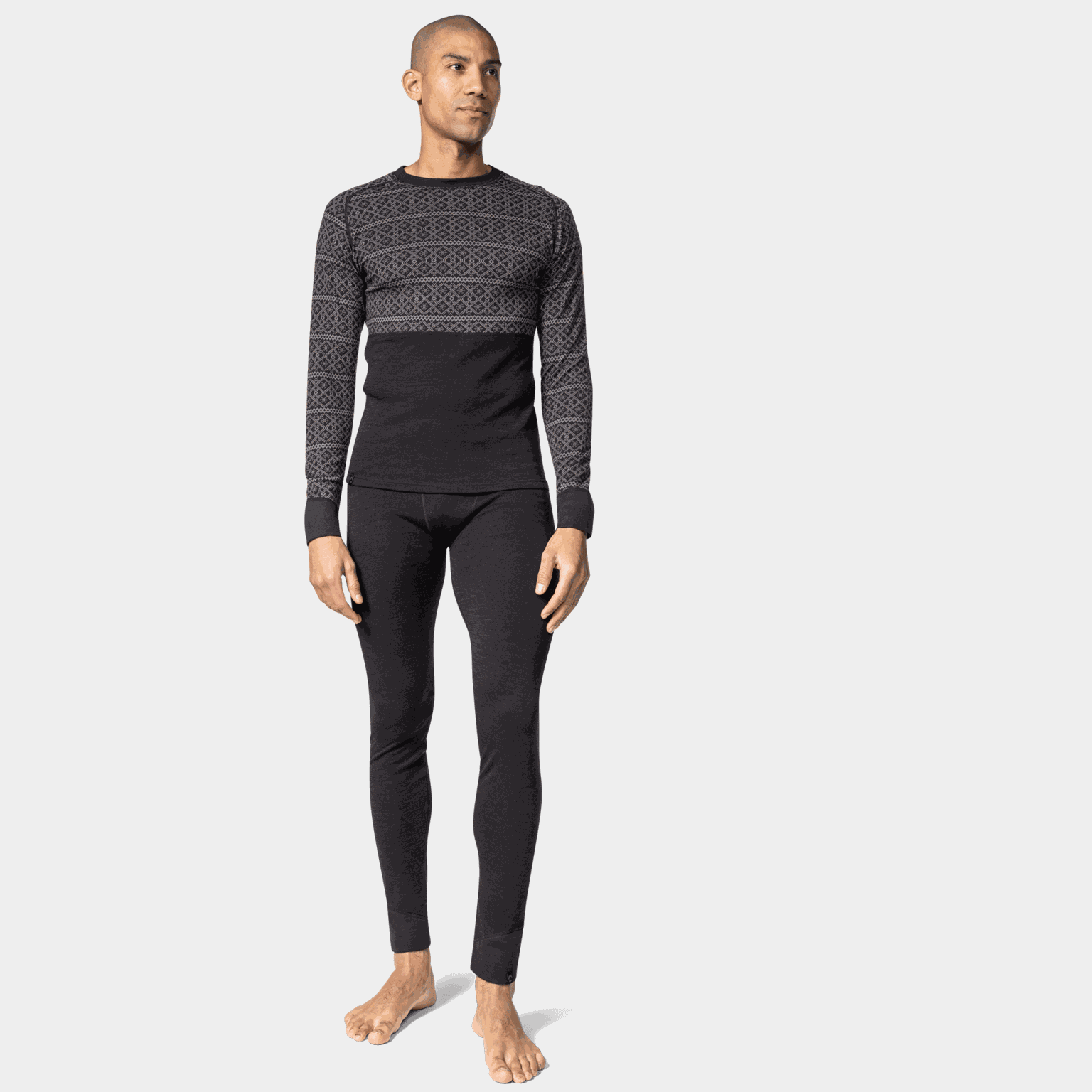 Pantaloni lunghi da uomo Dalen in lana a doppio strato, neri.