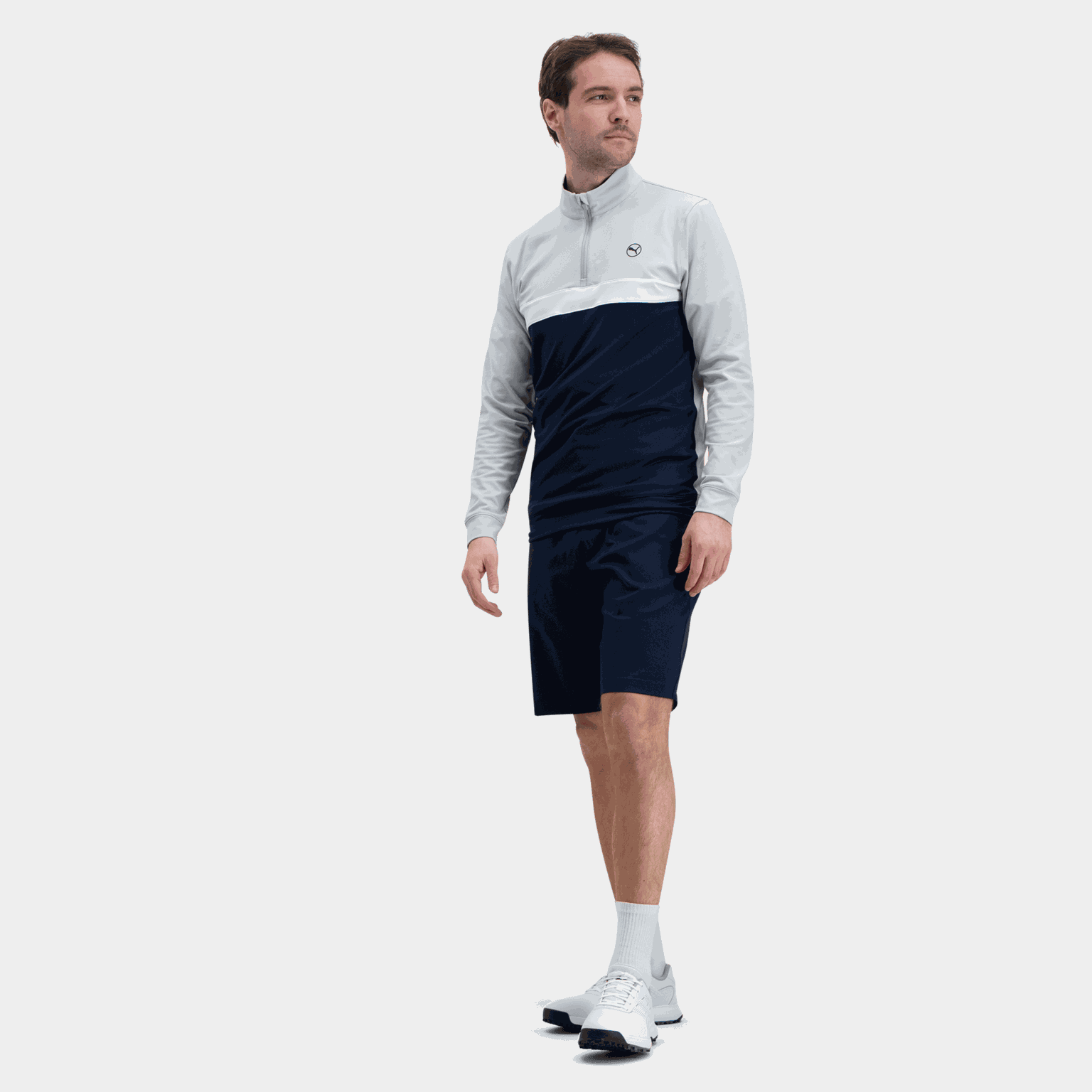 Pure Colorblock 1/4 Zip, golfgenser, herre - Grå