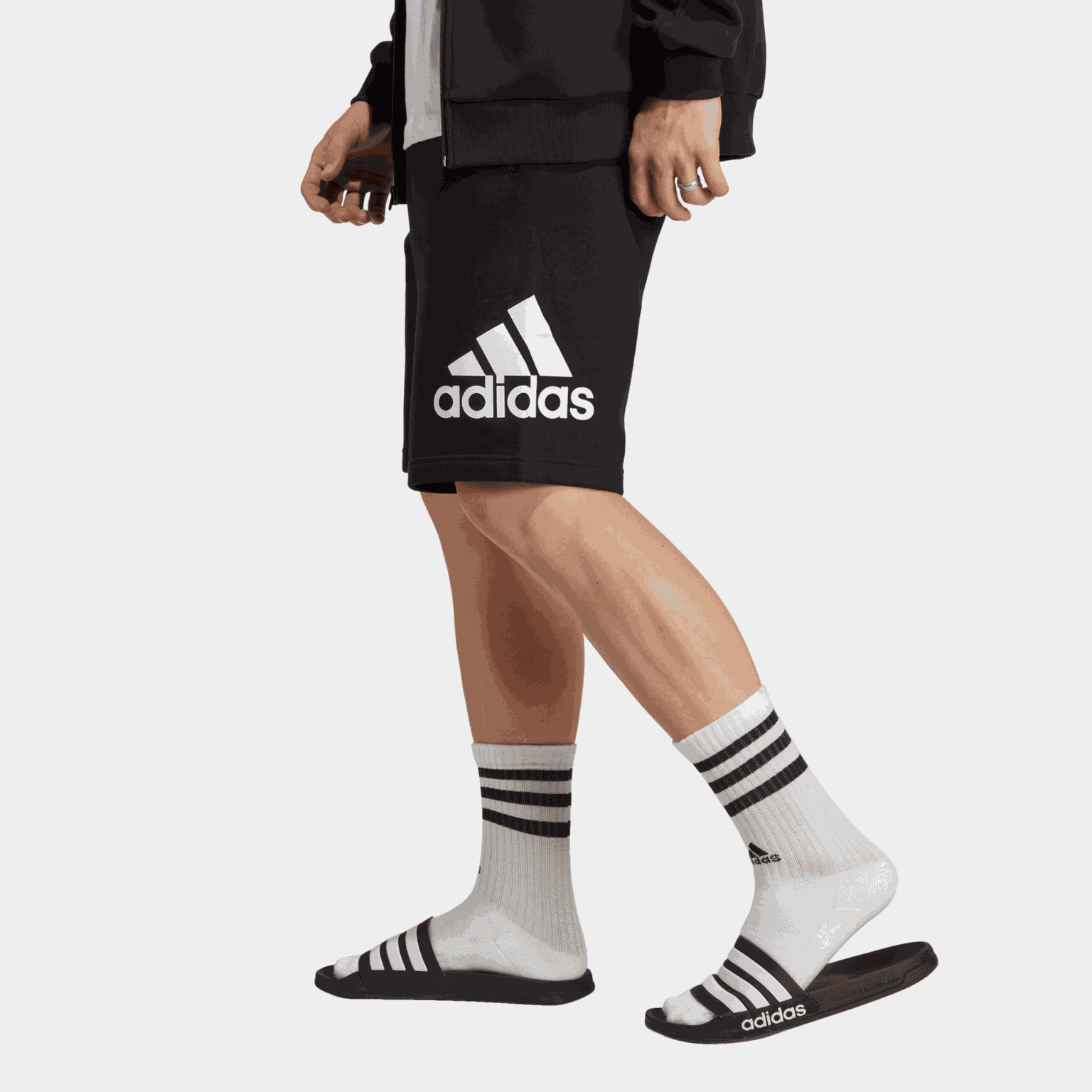 Essentials Big Logo French Terry Shorts, collegeshorts, herre - Svart