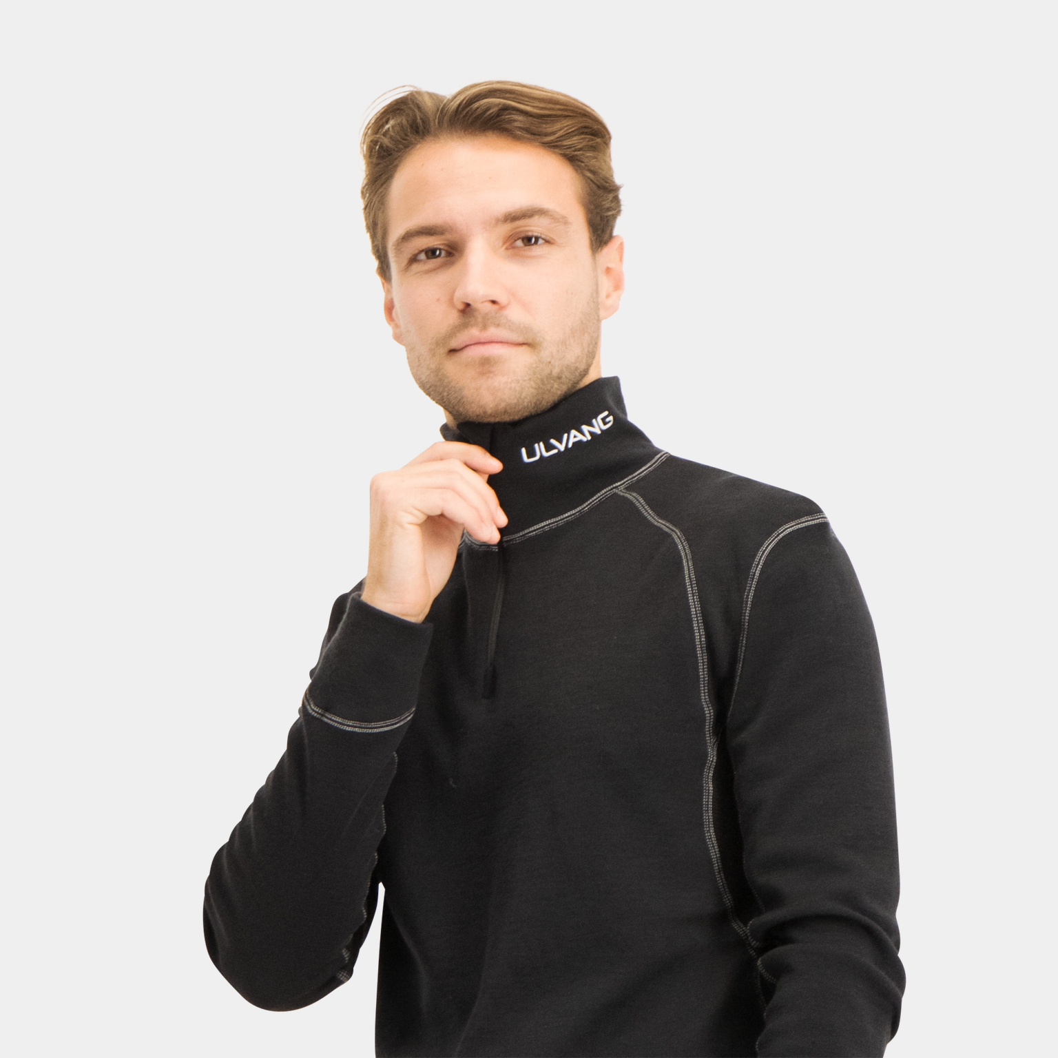 Thermo Turtle Neck W/zip, ulltrøye herre - Svart