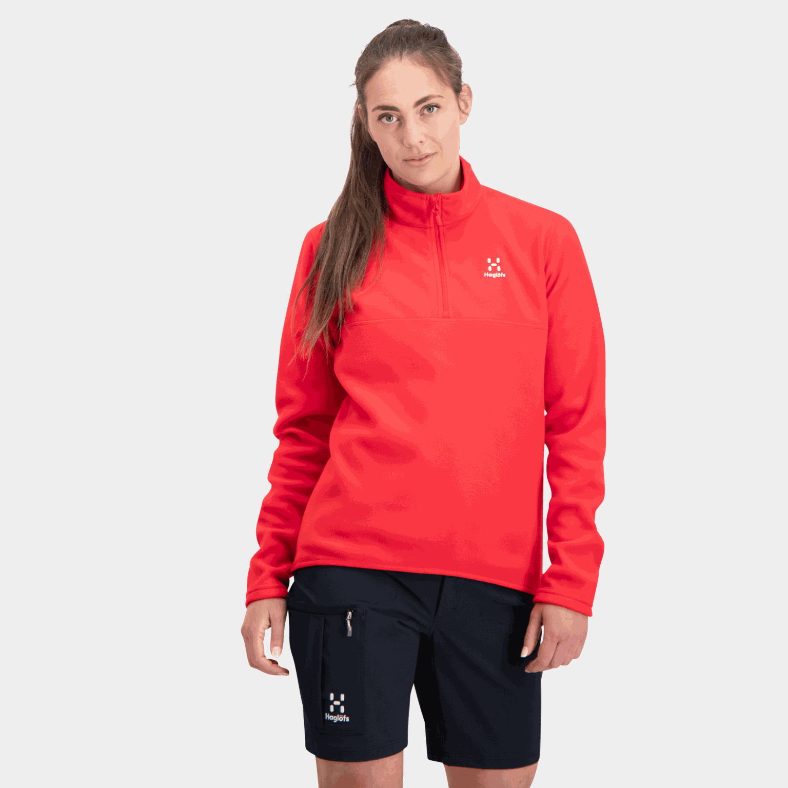 Pollux fleece hoodie met halve rits voor dames