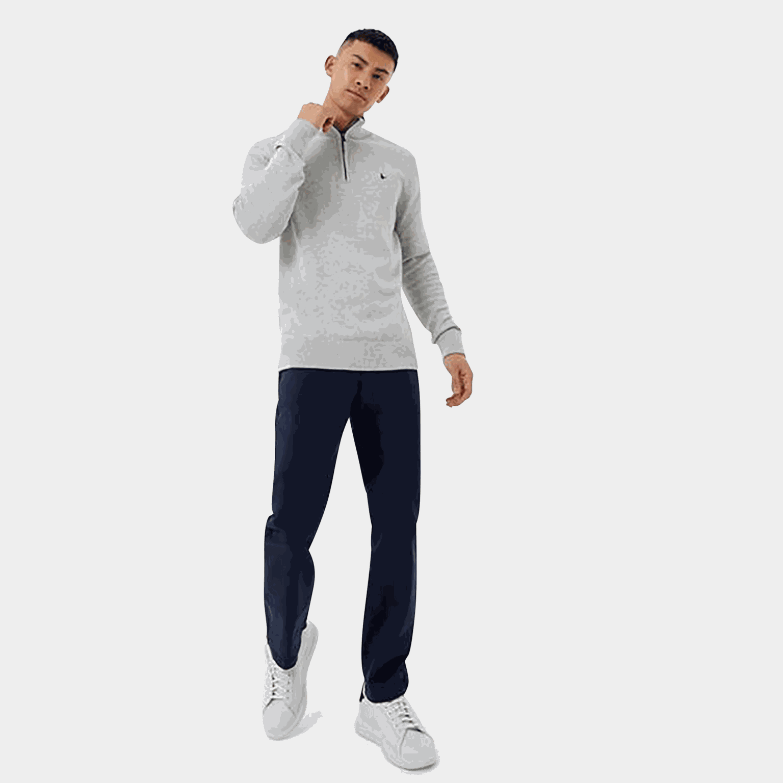  Maglione a collo alto da uomo con mezza zip - Grigio