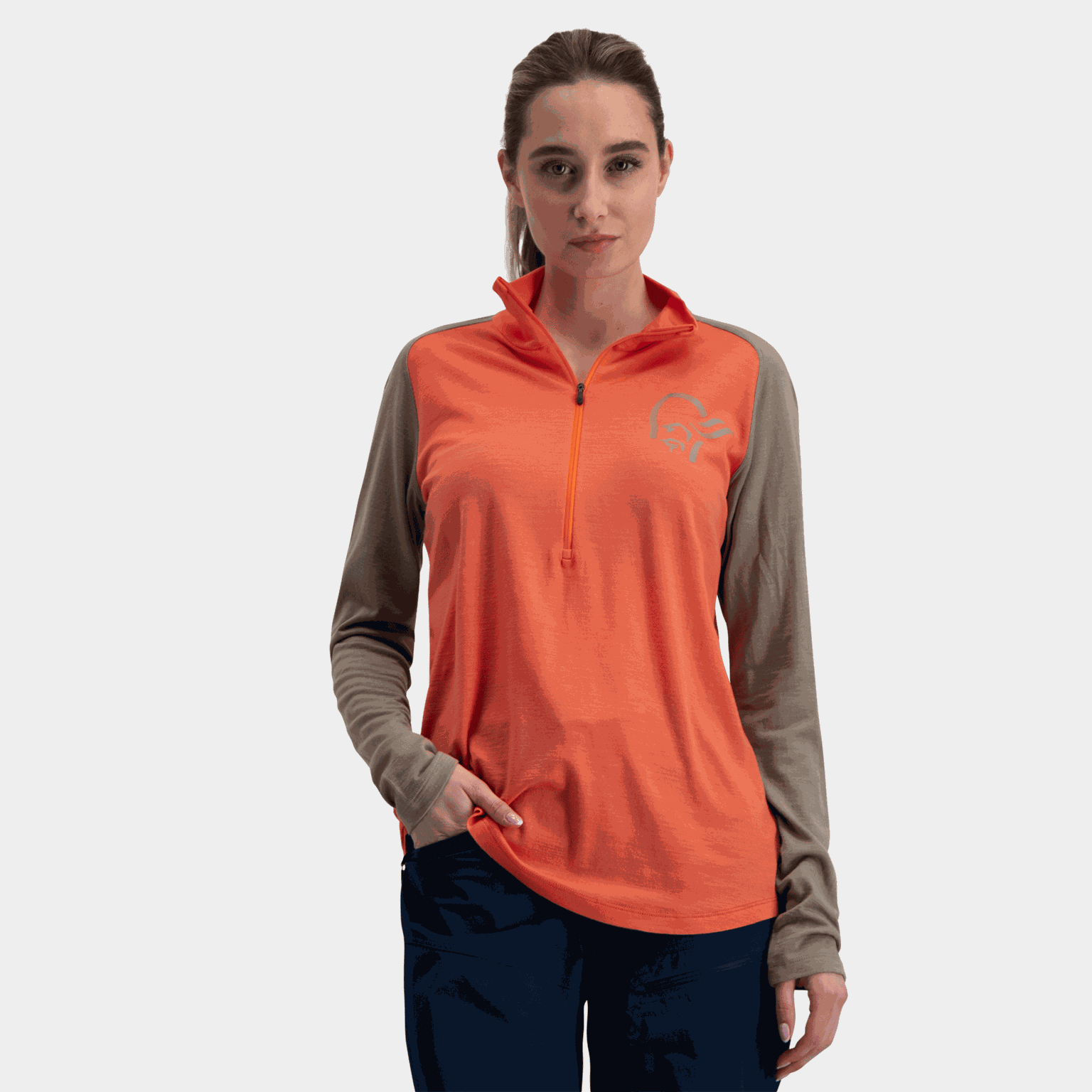Femund Pureull Zip Neck W, ullgenser, dame