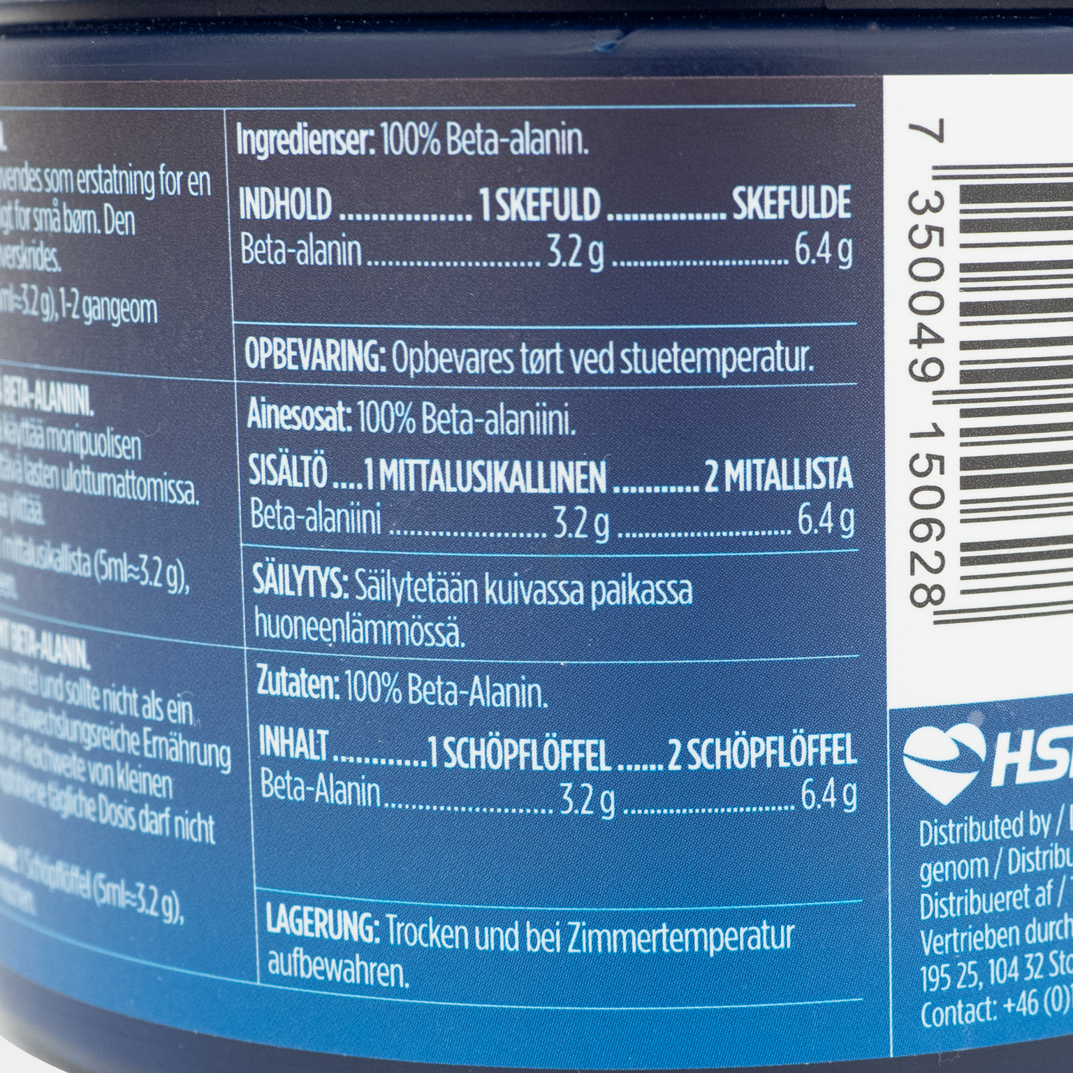 Beta-alanina, 320 g, suplemento alimentar -