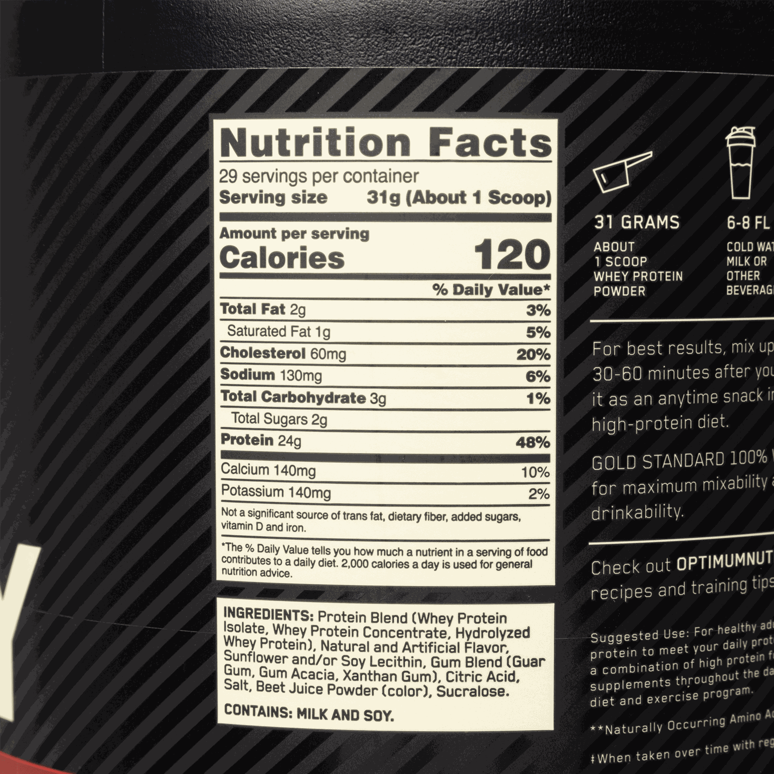 100% Whey Gold Standard 908g - Eper tejszínnel, fehérjepor -