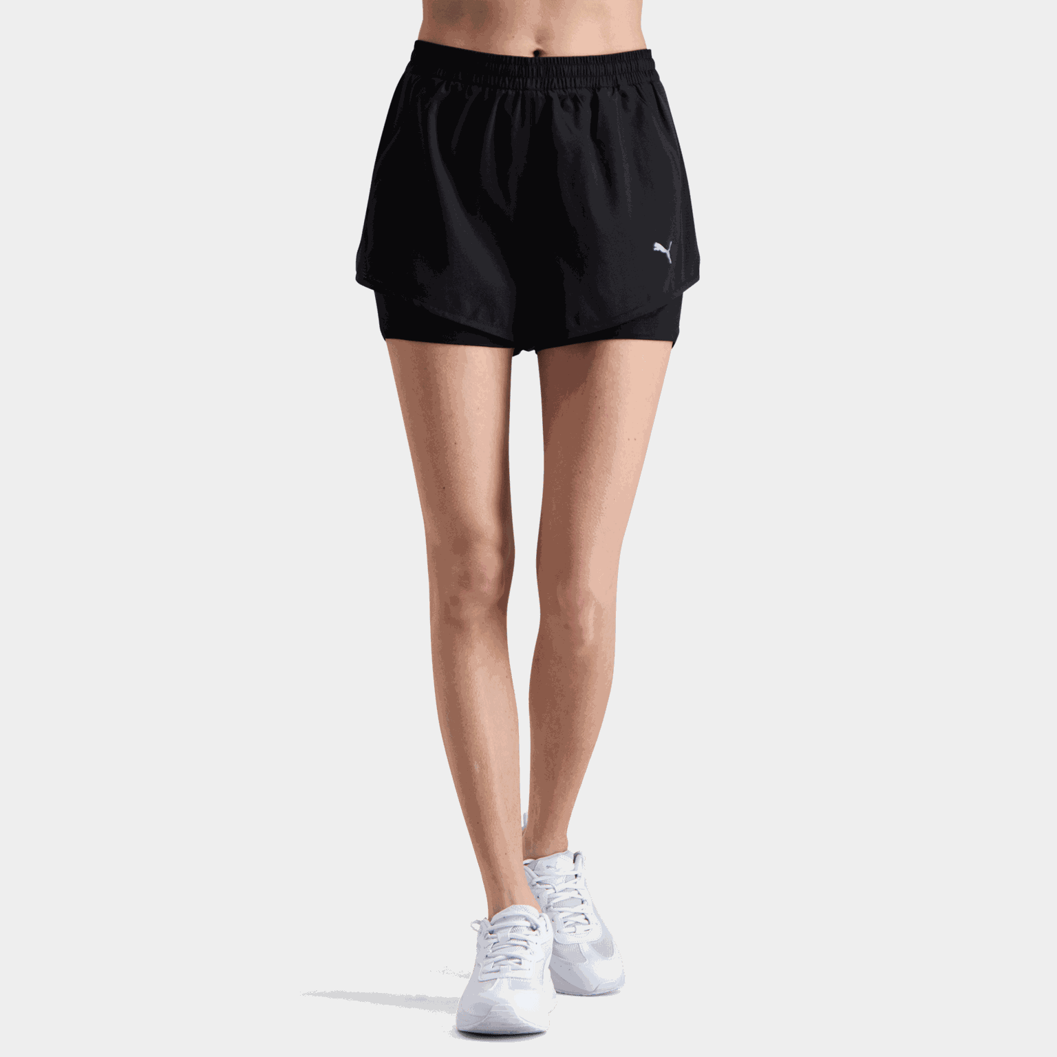 Shorts de corrida femininos Velocity 2 em 1 de 3 polegadas - Preto