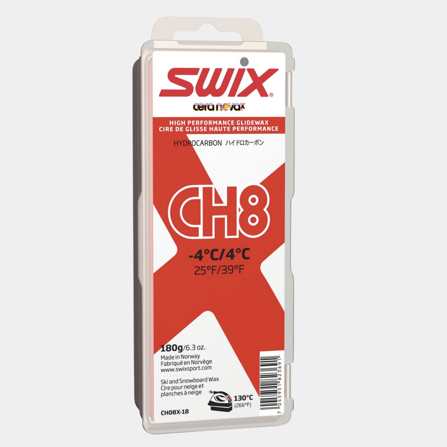 Cera para esqui CH8X Vermelha, -4°C/4°C, 180 g -