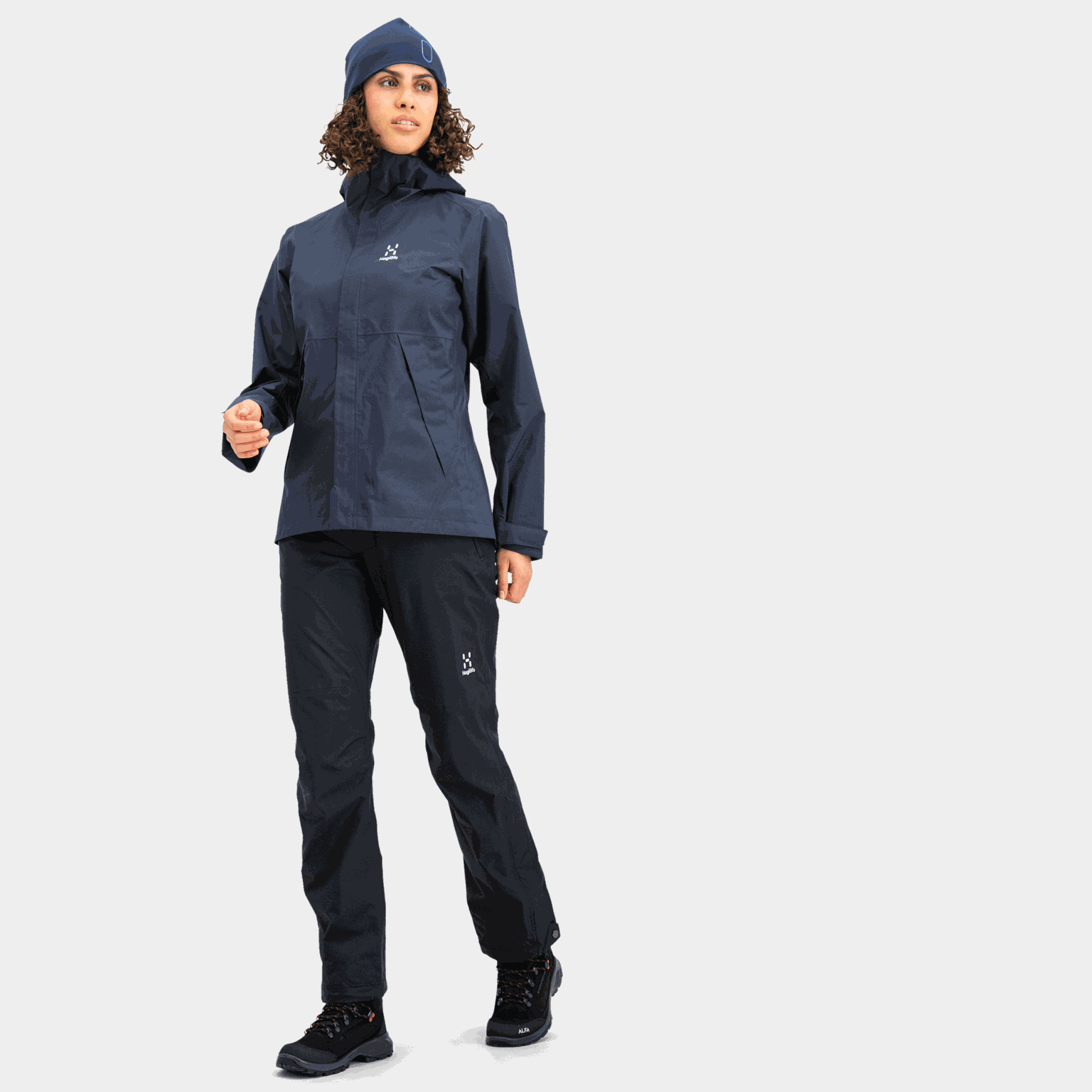  Jaqueta impermeável feminina da Velum - azul escuro