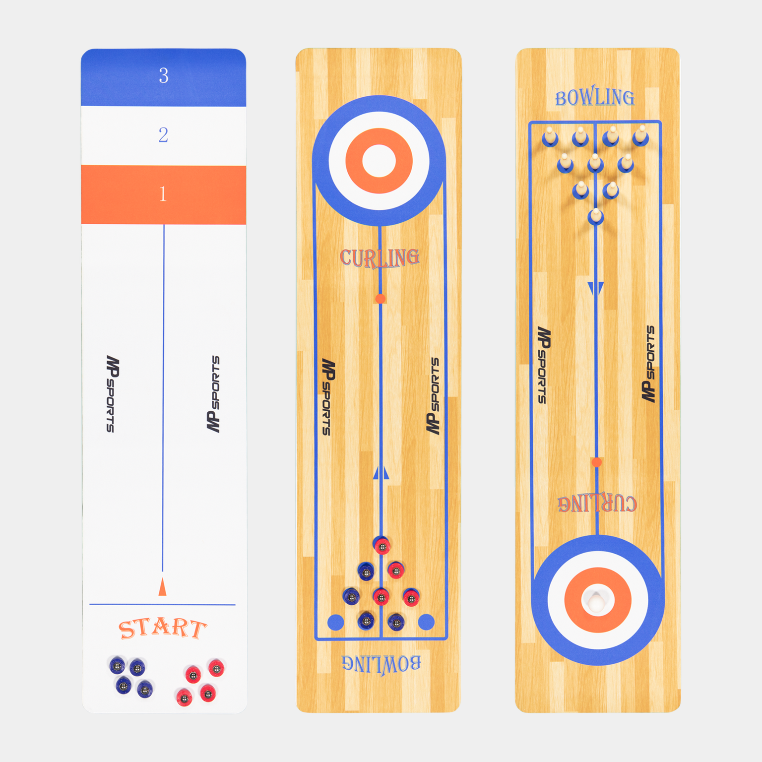  Multifunkcionális 3 az 1-ben asztal shuffleboarddal, curlinggel és bowlinggal - fehér