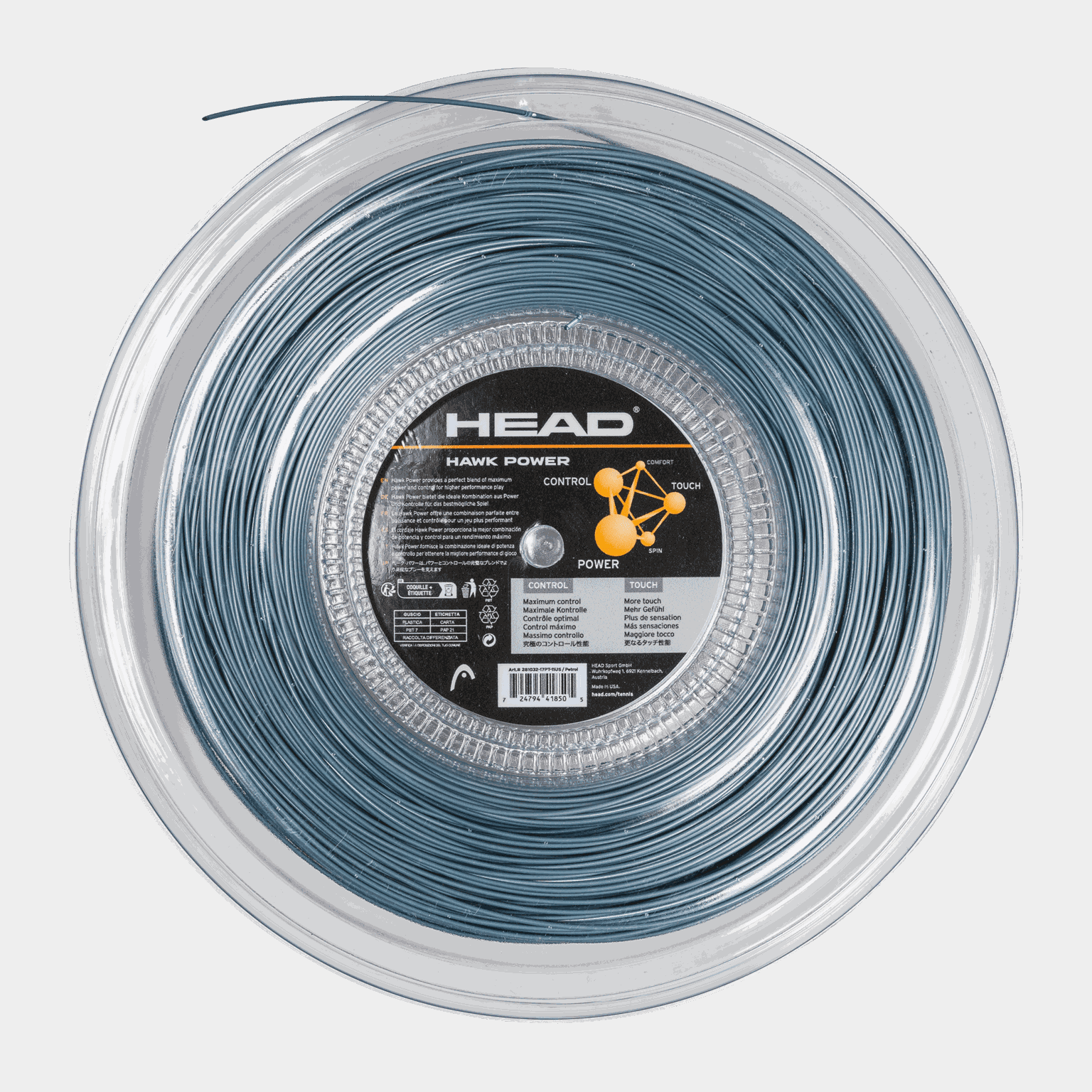  Cordage de tennis Hawk Power (bobine de 200 m) - noir