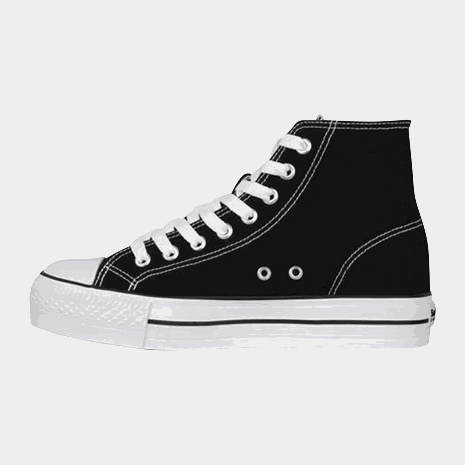  Damessneakers met platformzool, gemaakt van zwart canvas