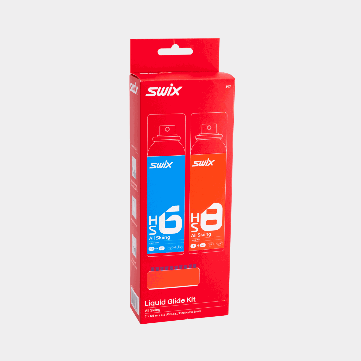 Kit de enceramento rápido P17 Liquid Glide 24/25 para esquis de fundo com escova.