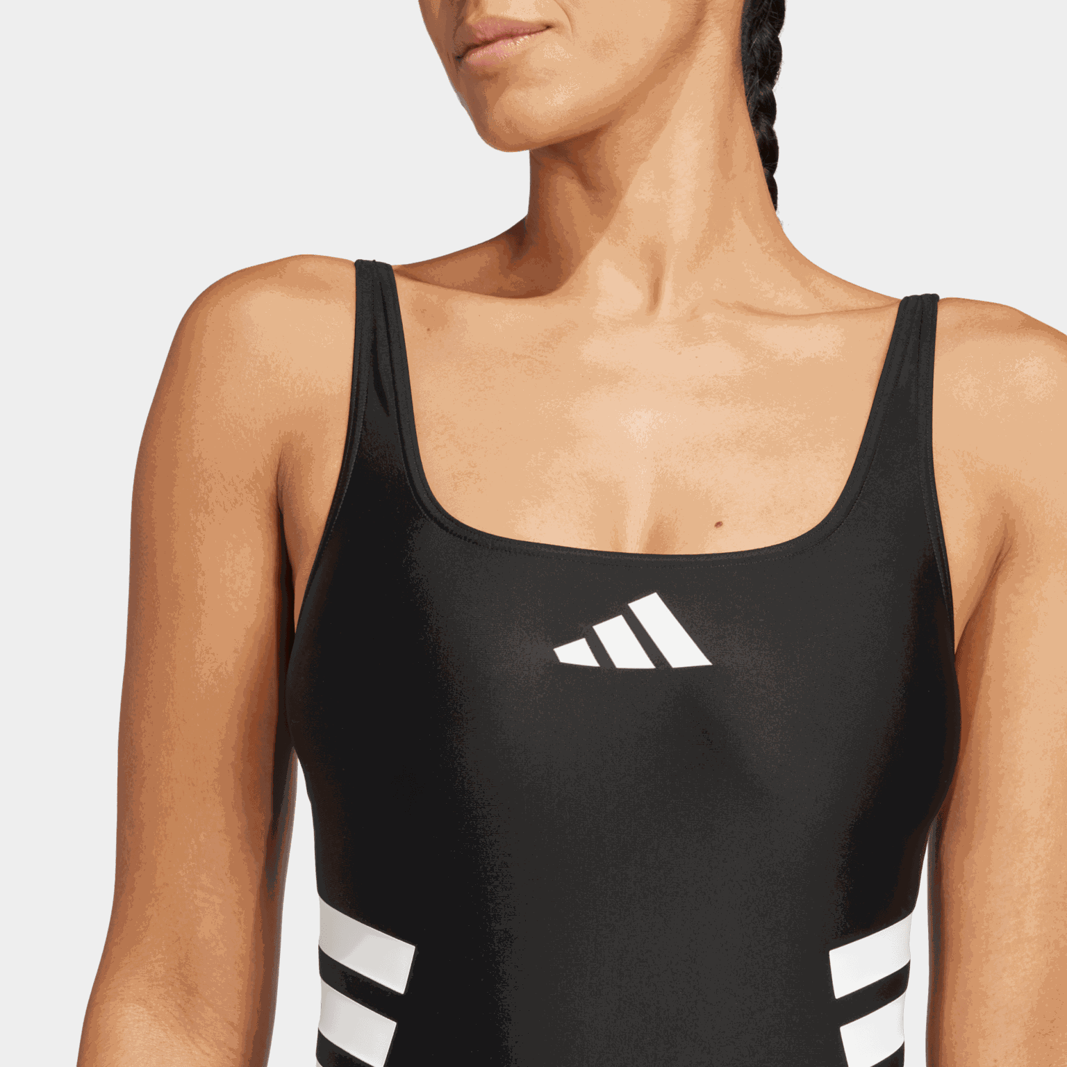 3-Stripes U-back Swimsuit, badedrakt, dame - Svart