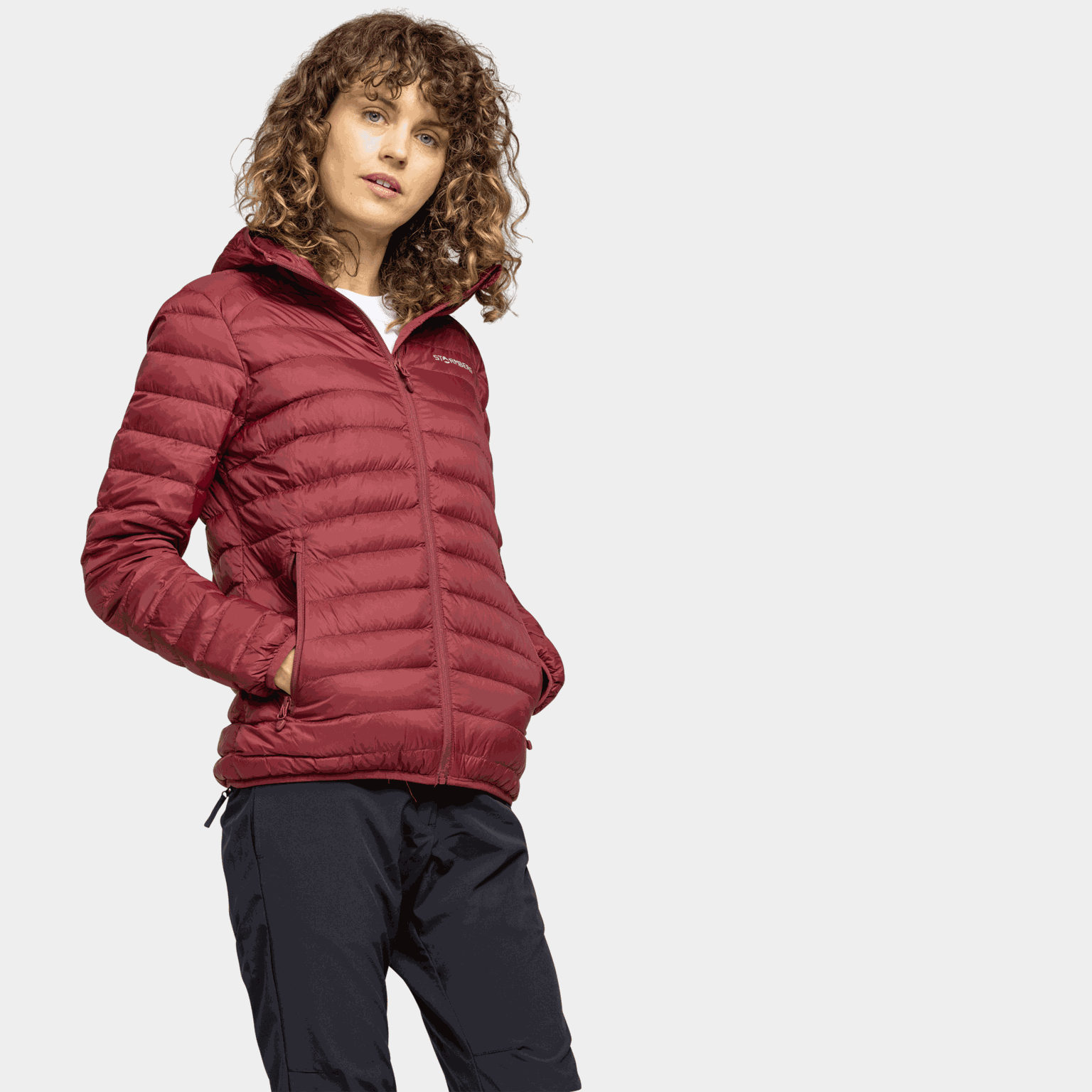  Jaqueta acolchoada Stavfjell com capuz, jaqueta acolchoada feminina