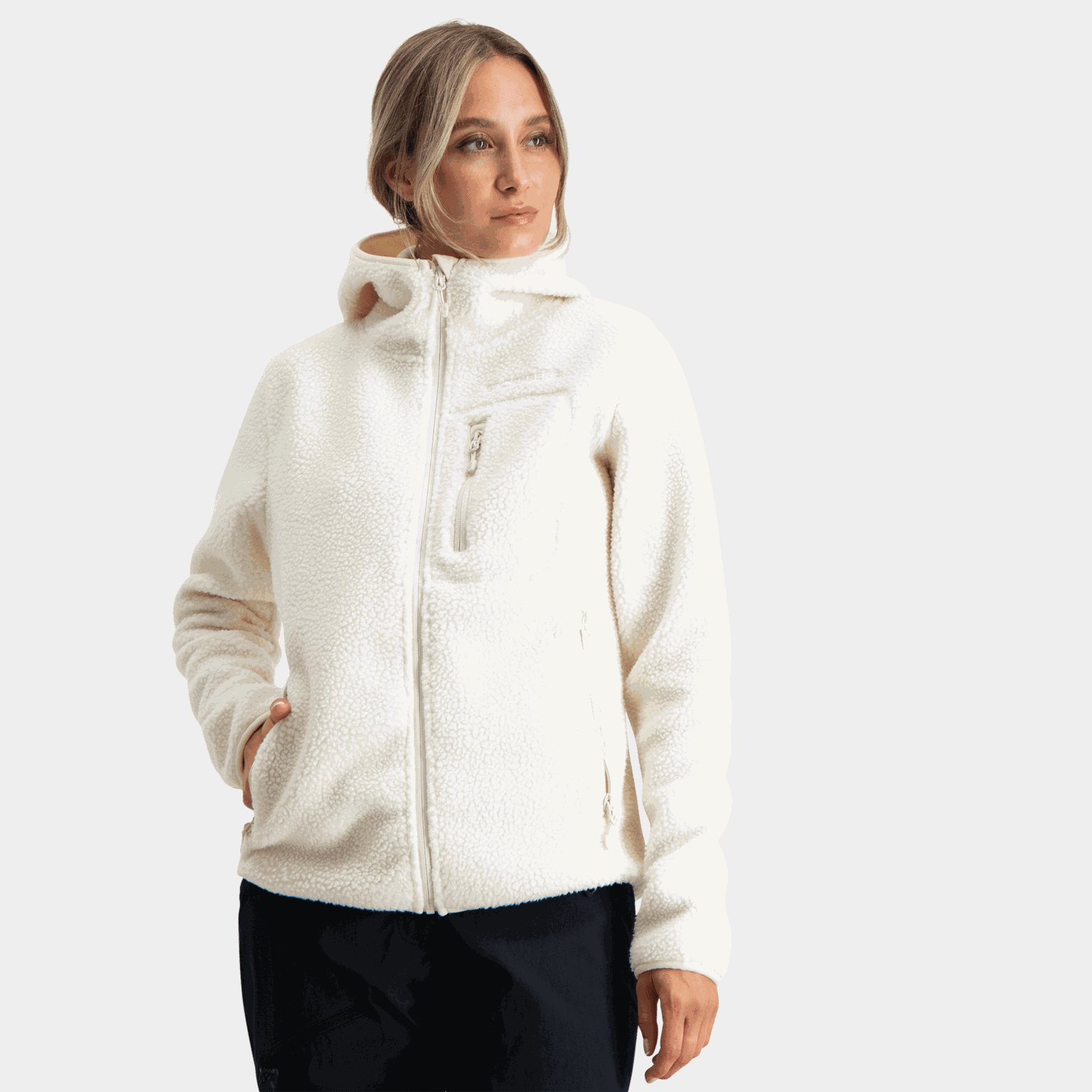 Kiberg Sherpa Fleece Jacket, fleecejakke, dame - Hvit