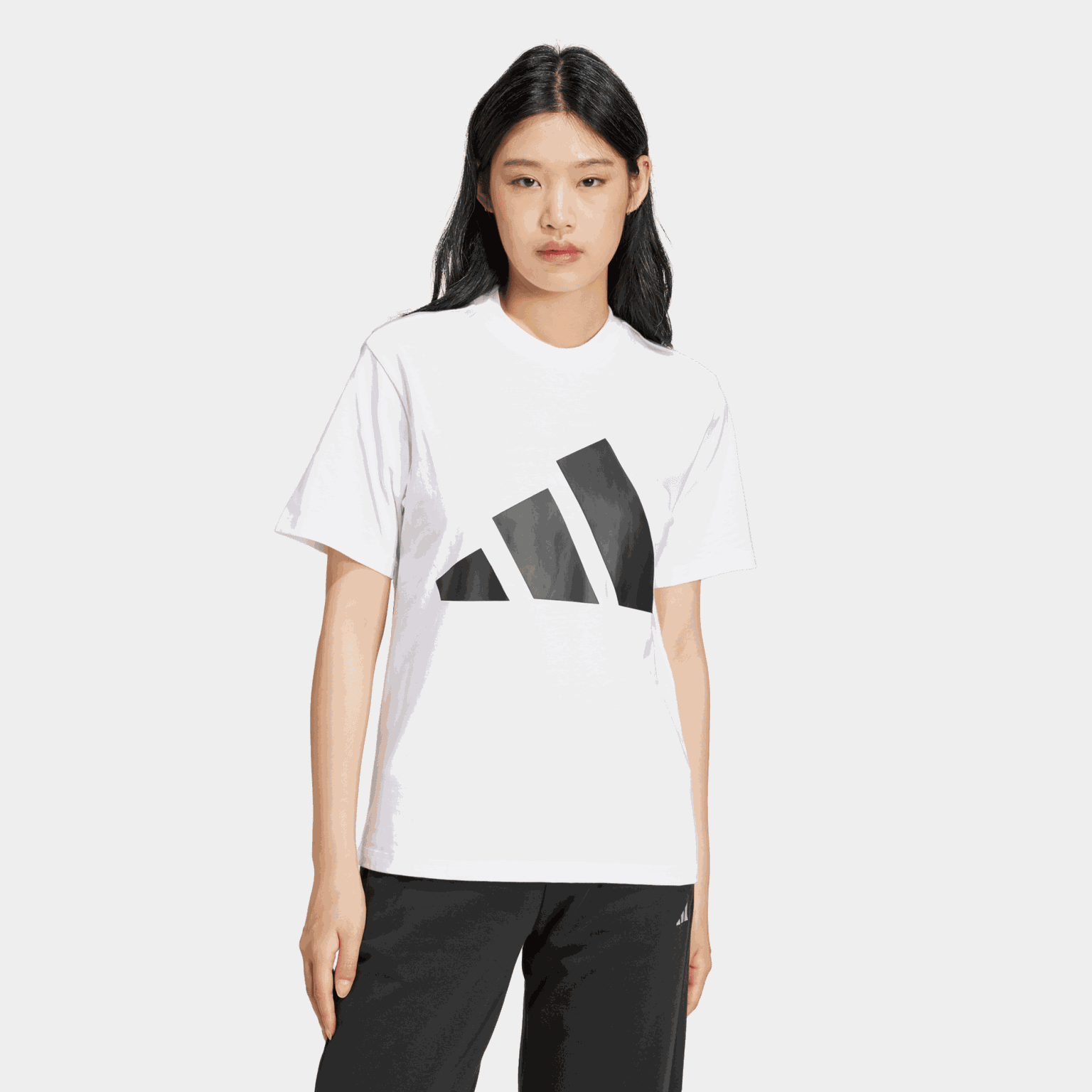  T-shirt essenziale in cotone con logo grande, t-shirt da donna
