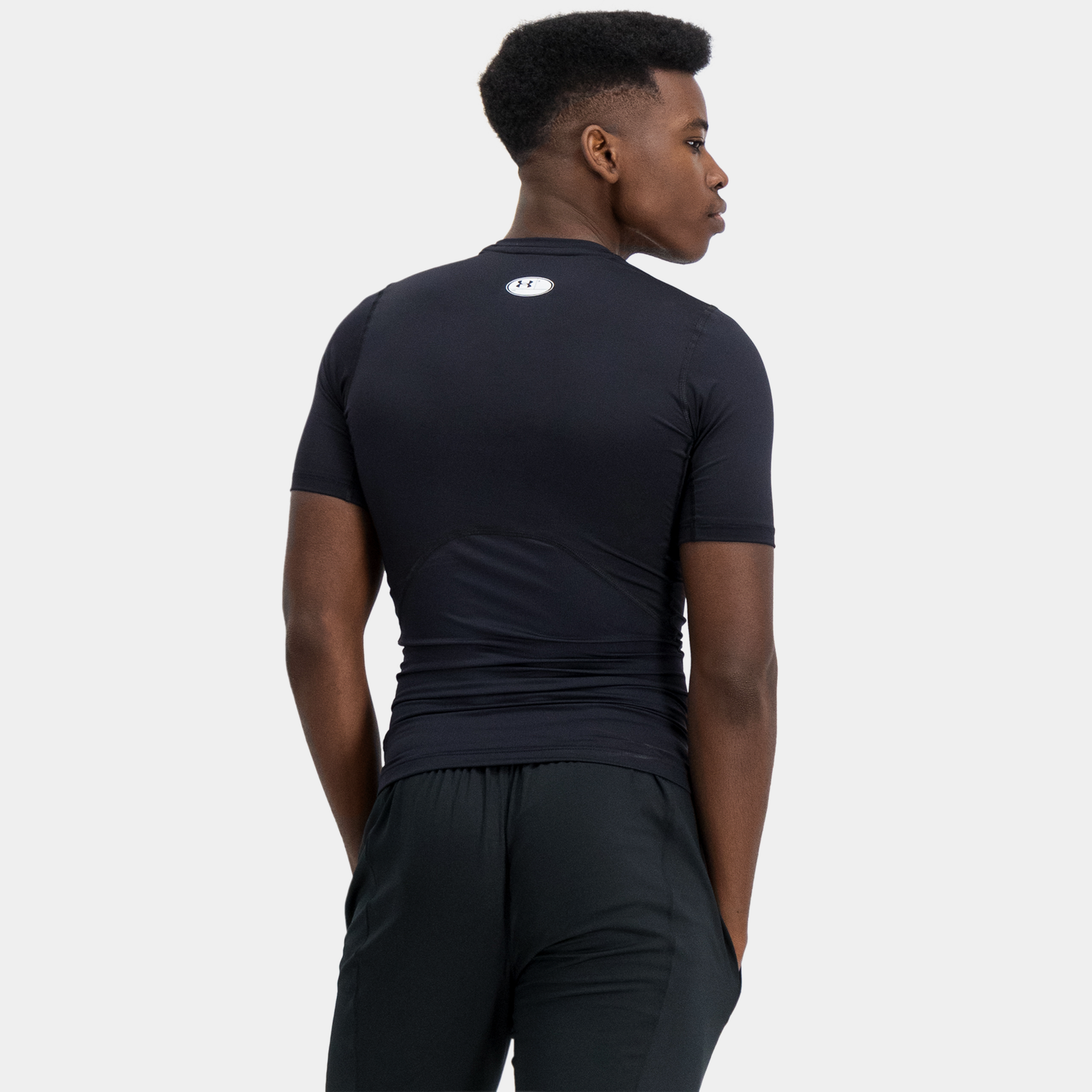  Camiseta de compressão HeatGear™ Armour de manga curta para homem - Preta