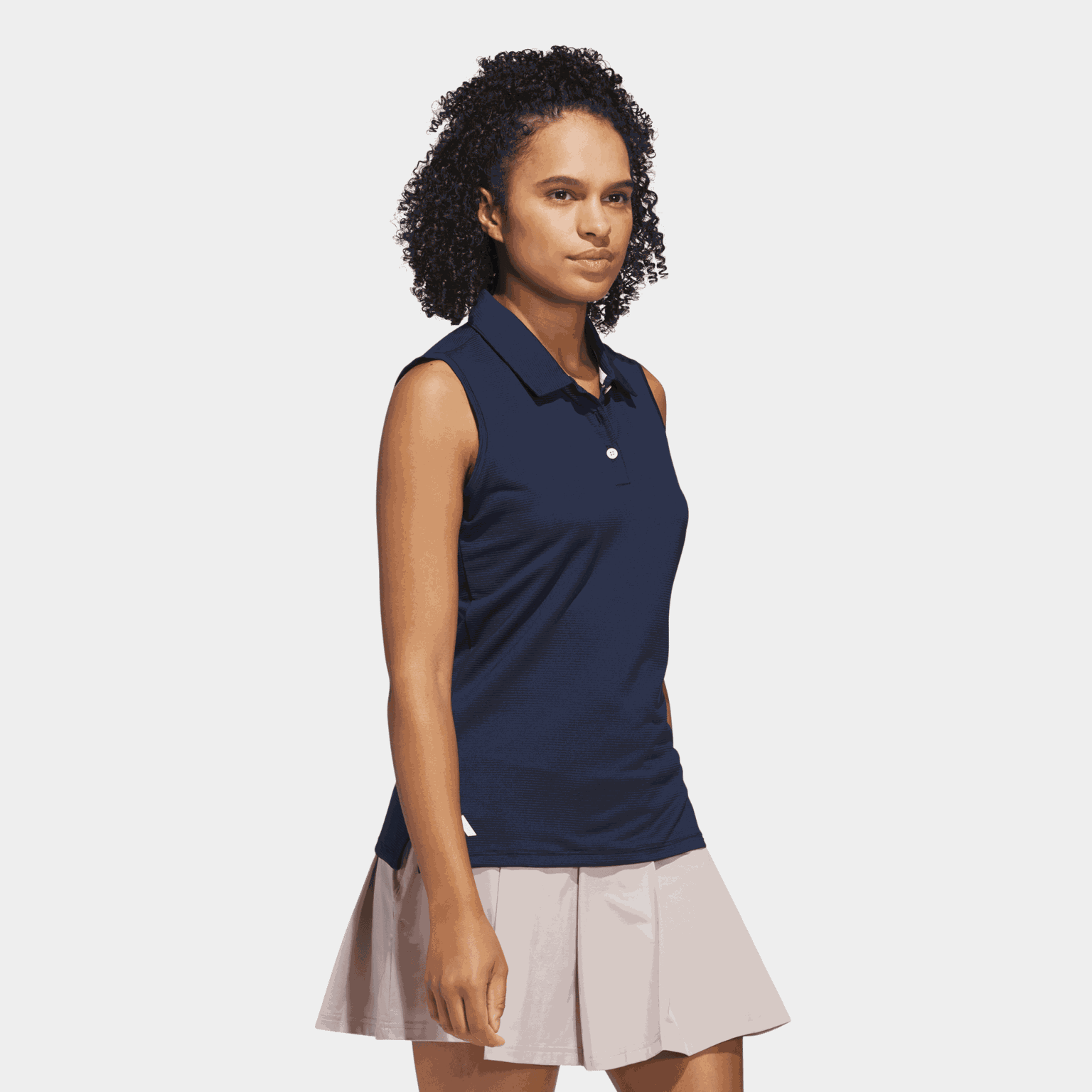  Damespoloshirt, effen/mouwloos – donkerblauw