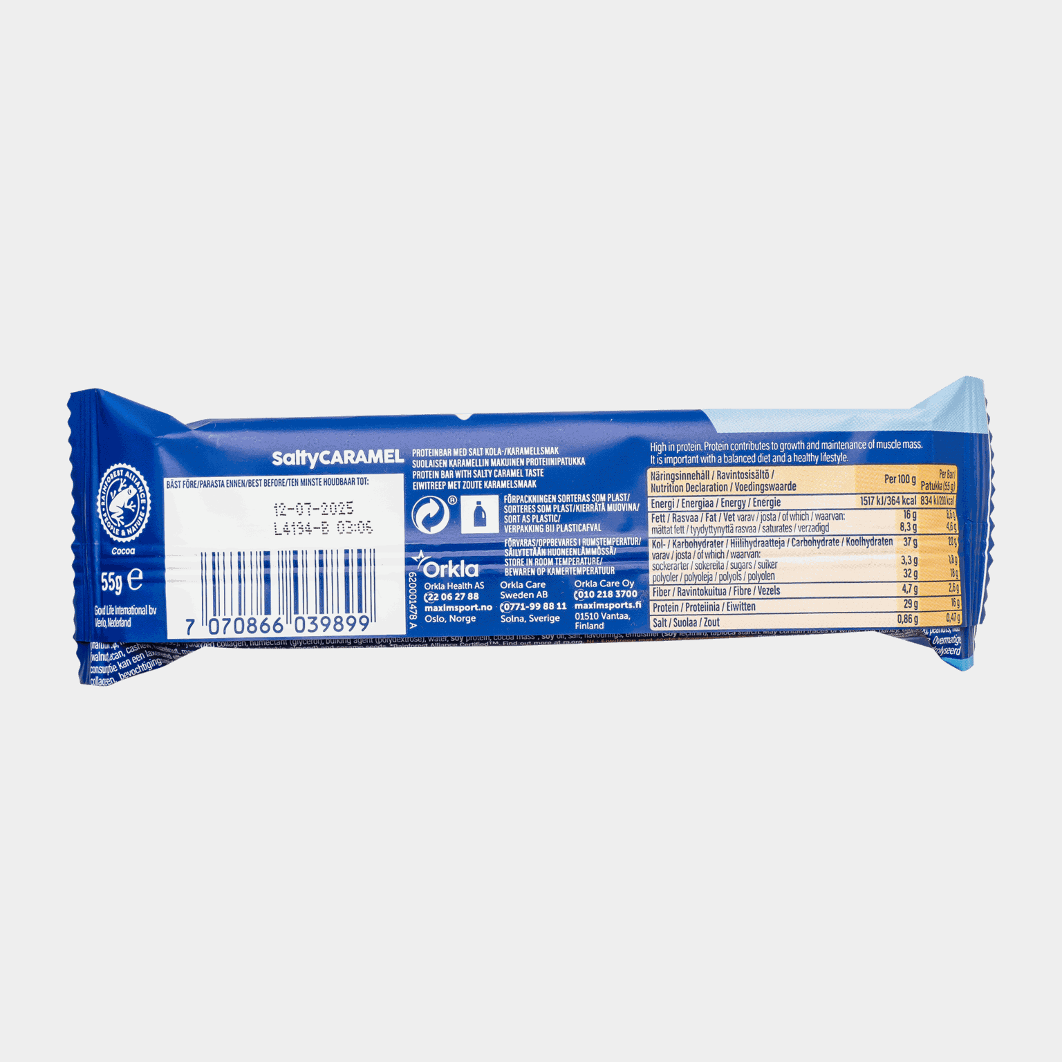 Soft Protein Bar Salty Caramel 55g, proteinbar -