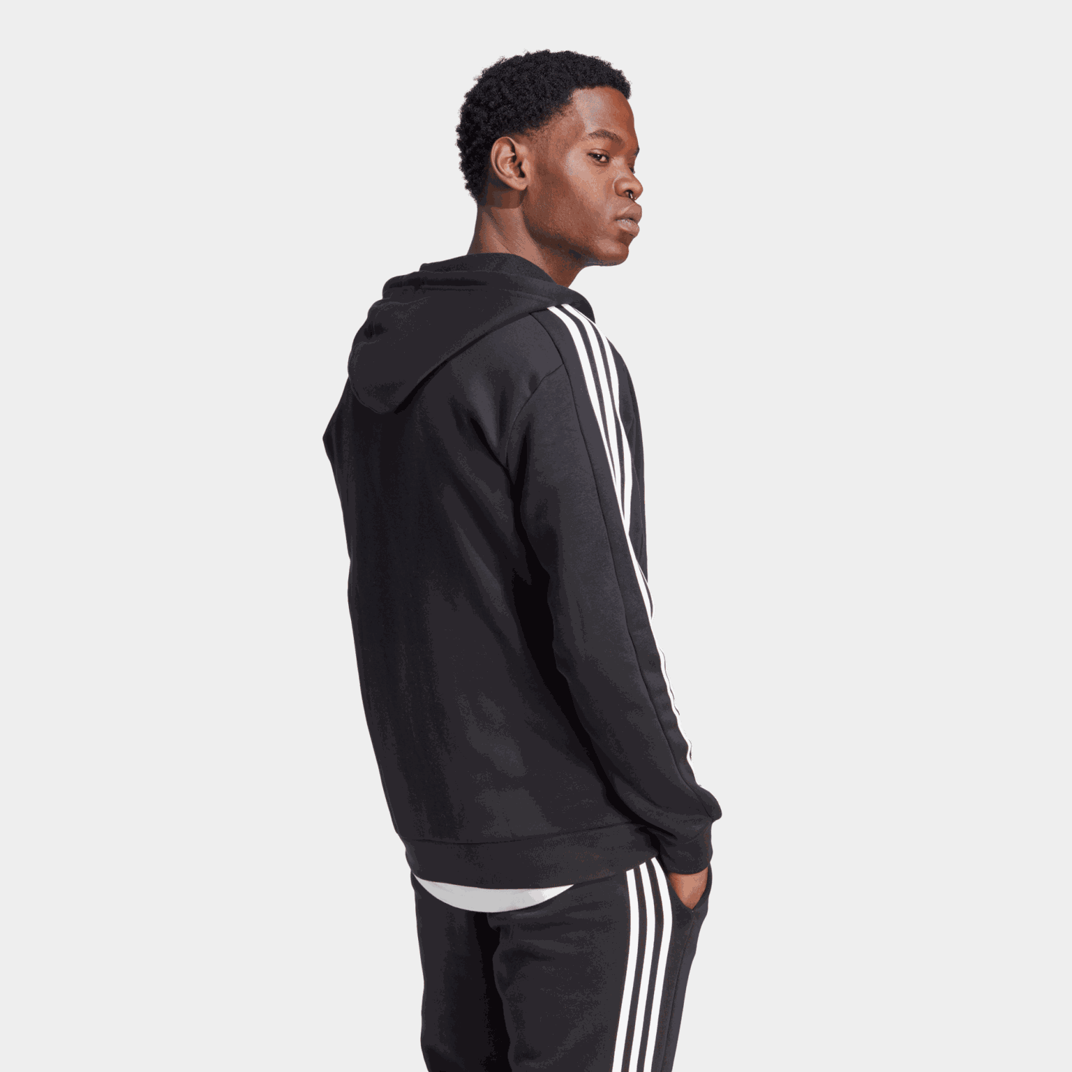  Veste polaire Essential à 3 bandes avec fermeture éclair intégrale et capuche, pour homme