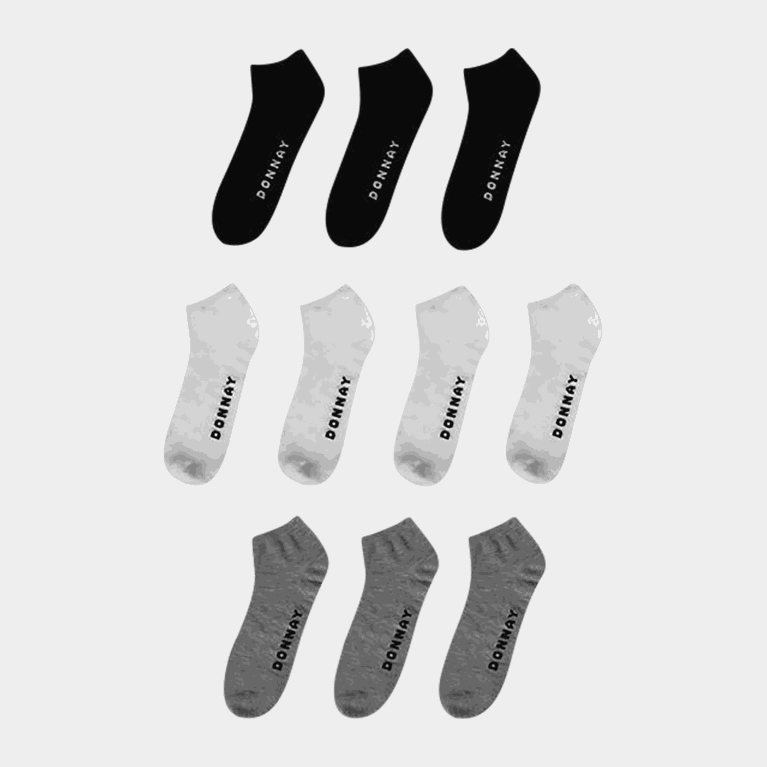  Pacote com 10 pares de sandálias e meias unissex.