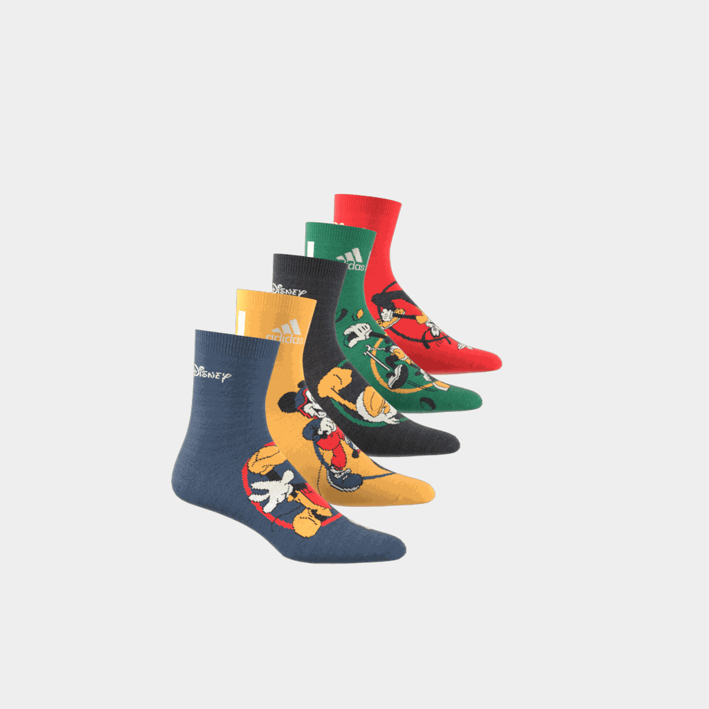 Set van 5 kleurrijke Disney Mickey Mouse sokken voor jongens en meisjes.