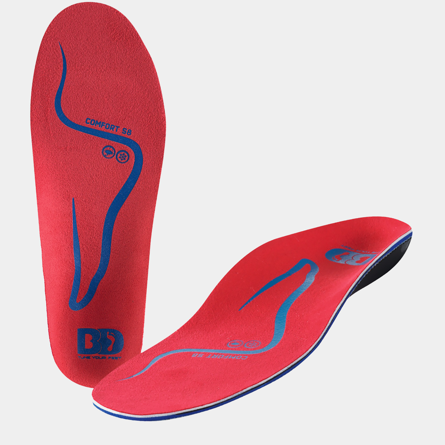 Alpine Insoles Comfort Mid Arch 24/25, innleggssåle for alpinkjøring unisex - Rød