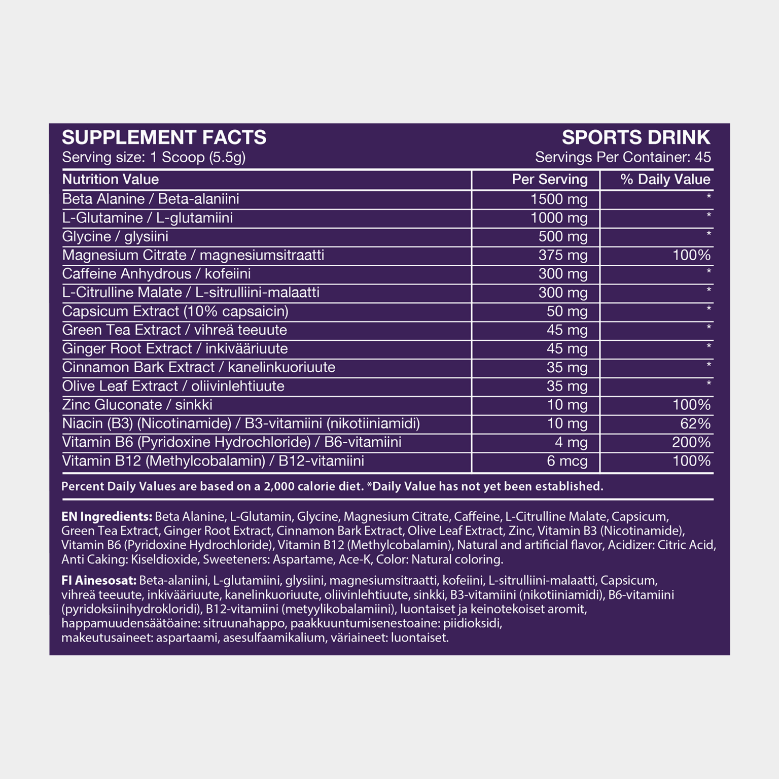  Purple Burn Pwo (Purple Punch (250 g), edzés előtti por alakú kiegészítő) -