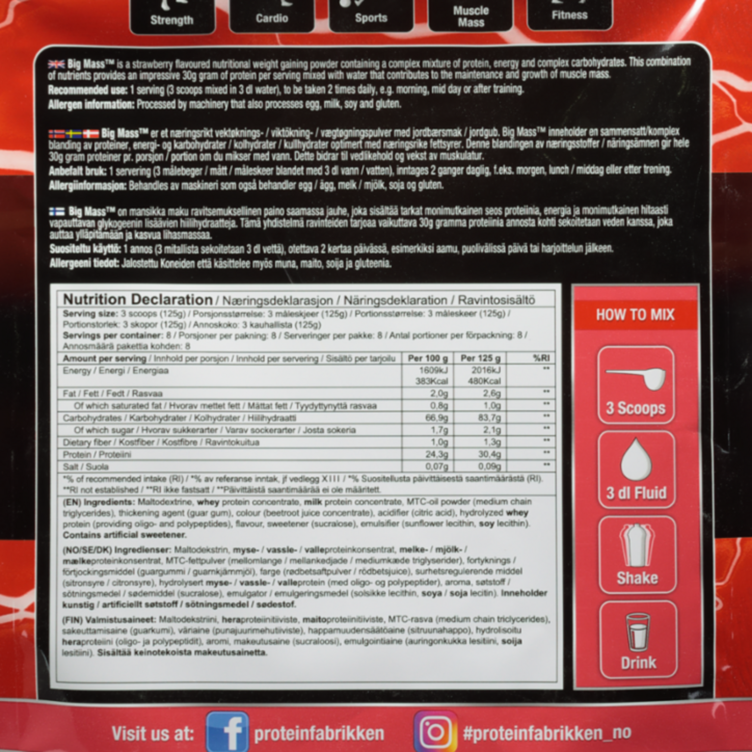  Suplemento proteico para o crescimento muscular, 1 kg.