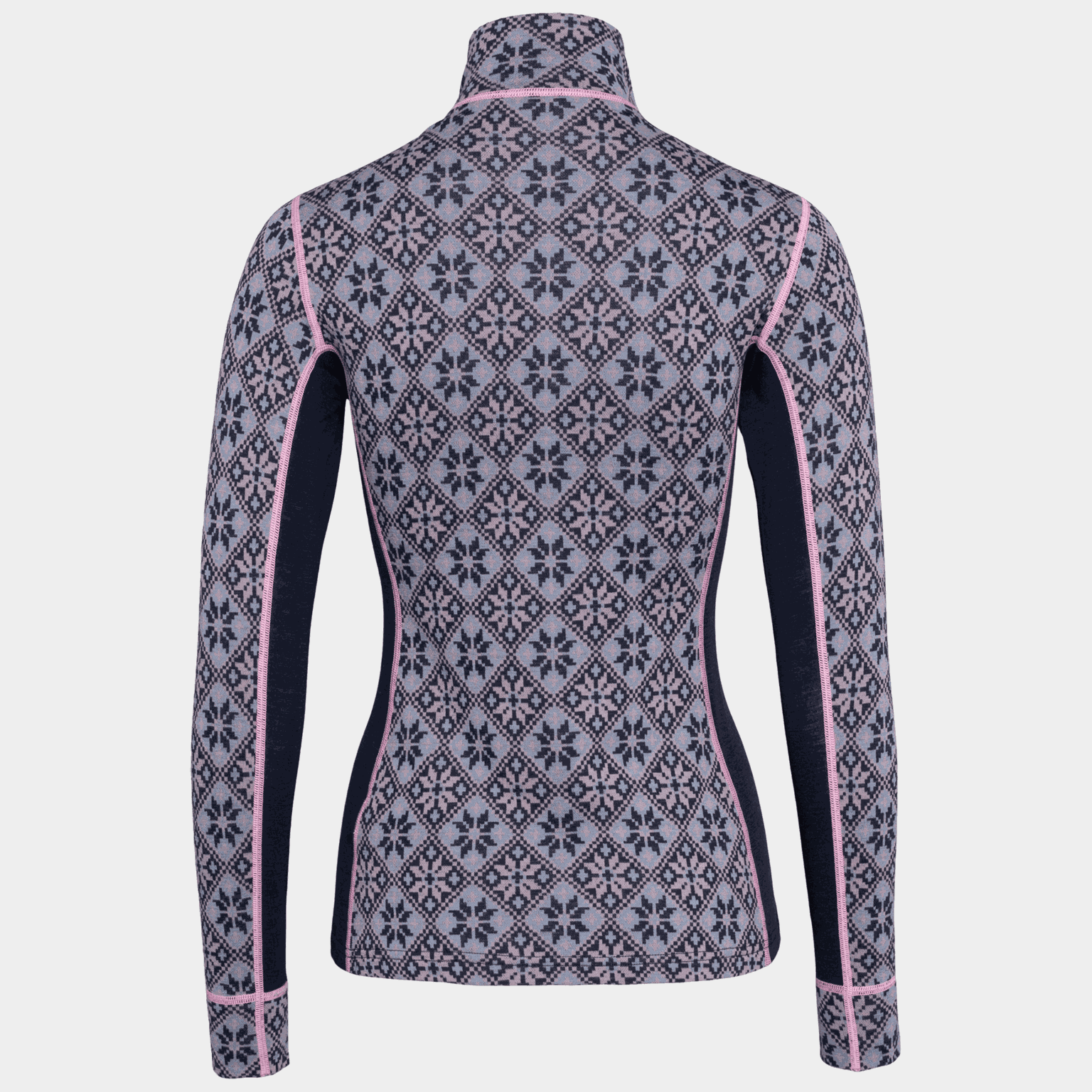  Pull en laine à demi-zip rose, femme