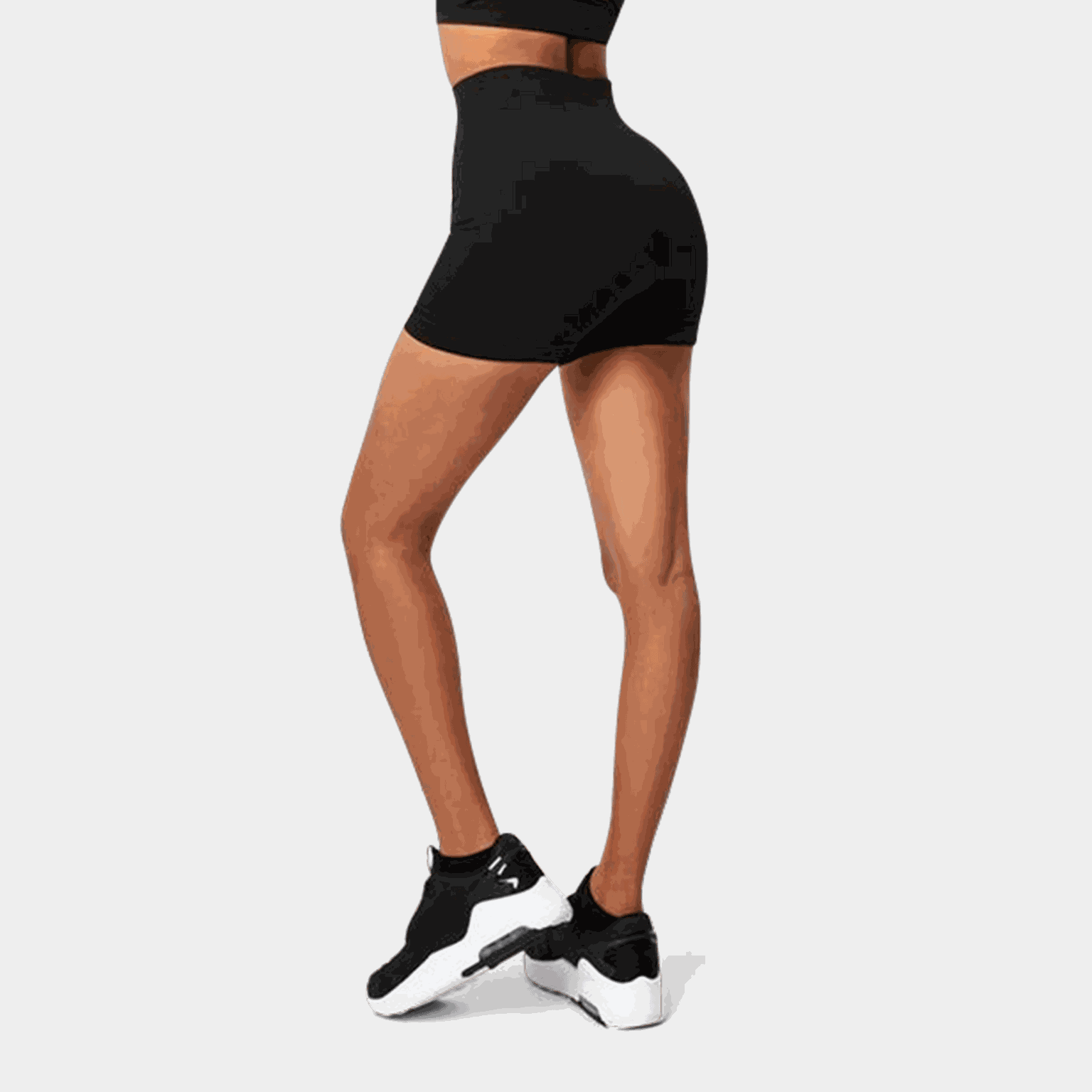  Calça esportiva feminina sem costura, 7,6 cm - Preta