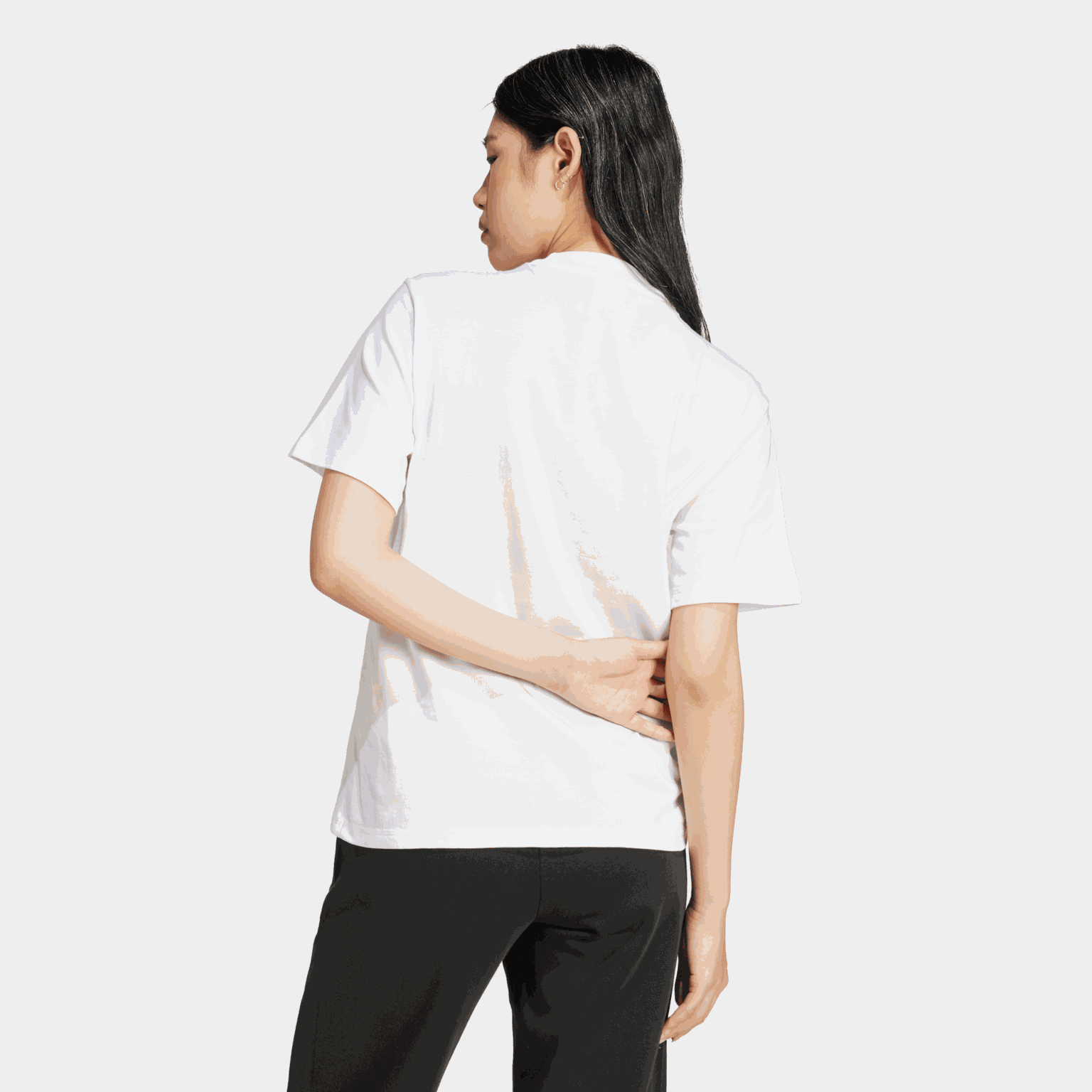  T-shirt essenziale in cotone con logo grande, t-shirt da donna