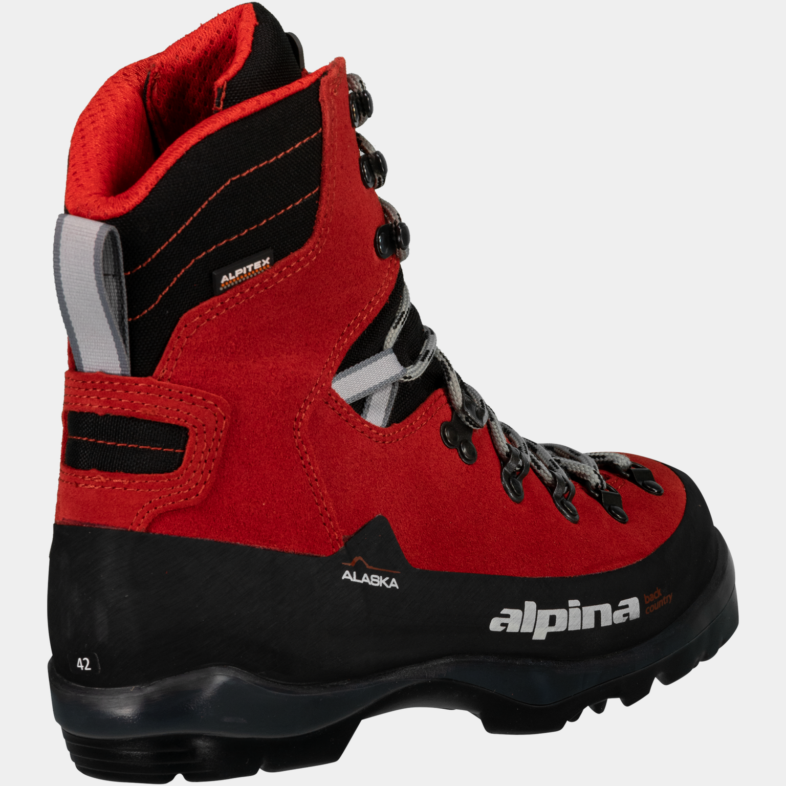  Botas de esqui Alaska unissex 24/25 - vermelhas
