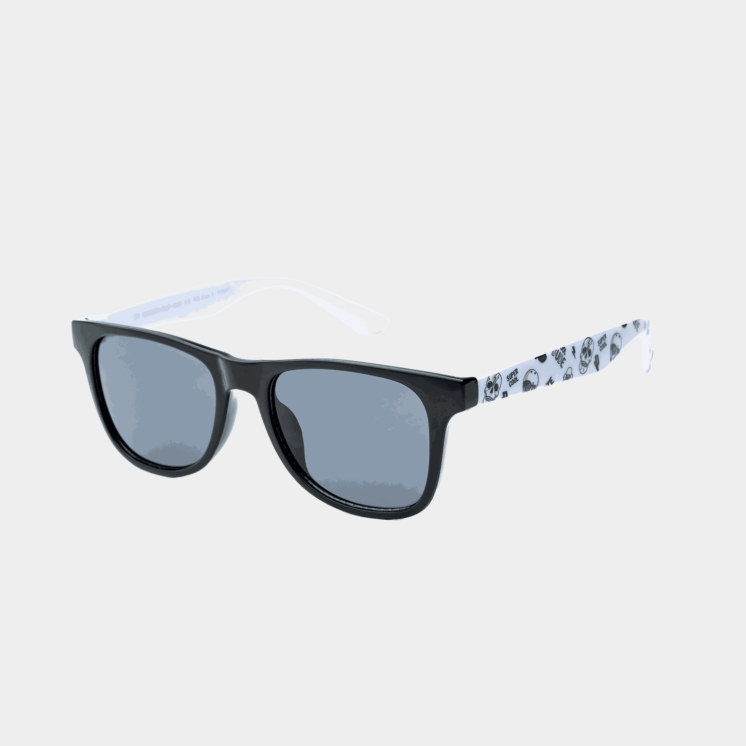 003 Waye Kids Matt Black Frame Temple W Smoke Lens Cat.3, solbriller, junior - Svart