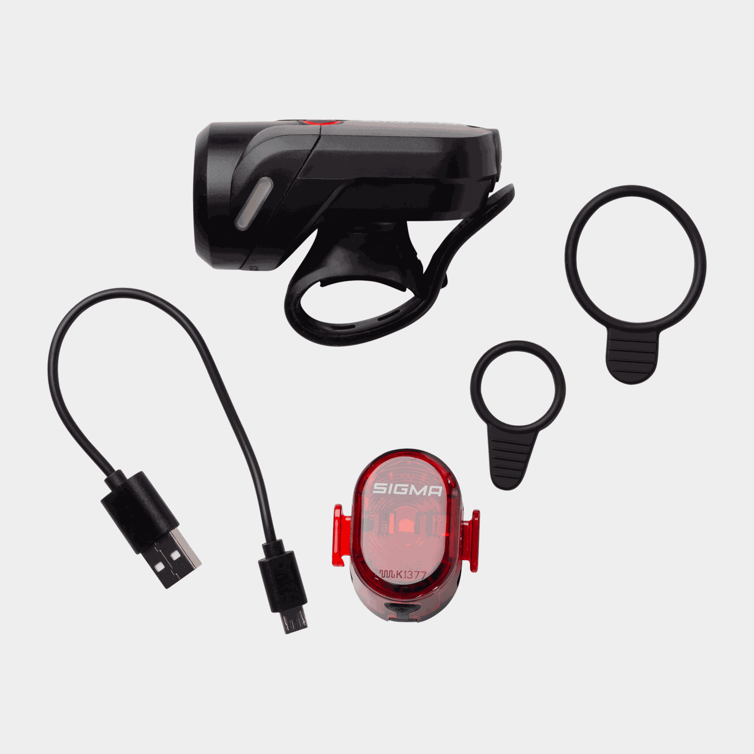 Aura 35 met Nugget II fietslamp, verlichtingsset – Zwart