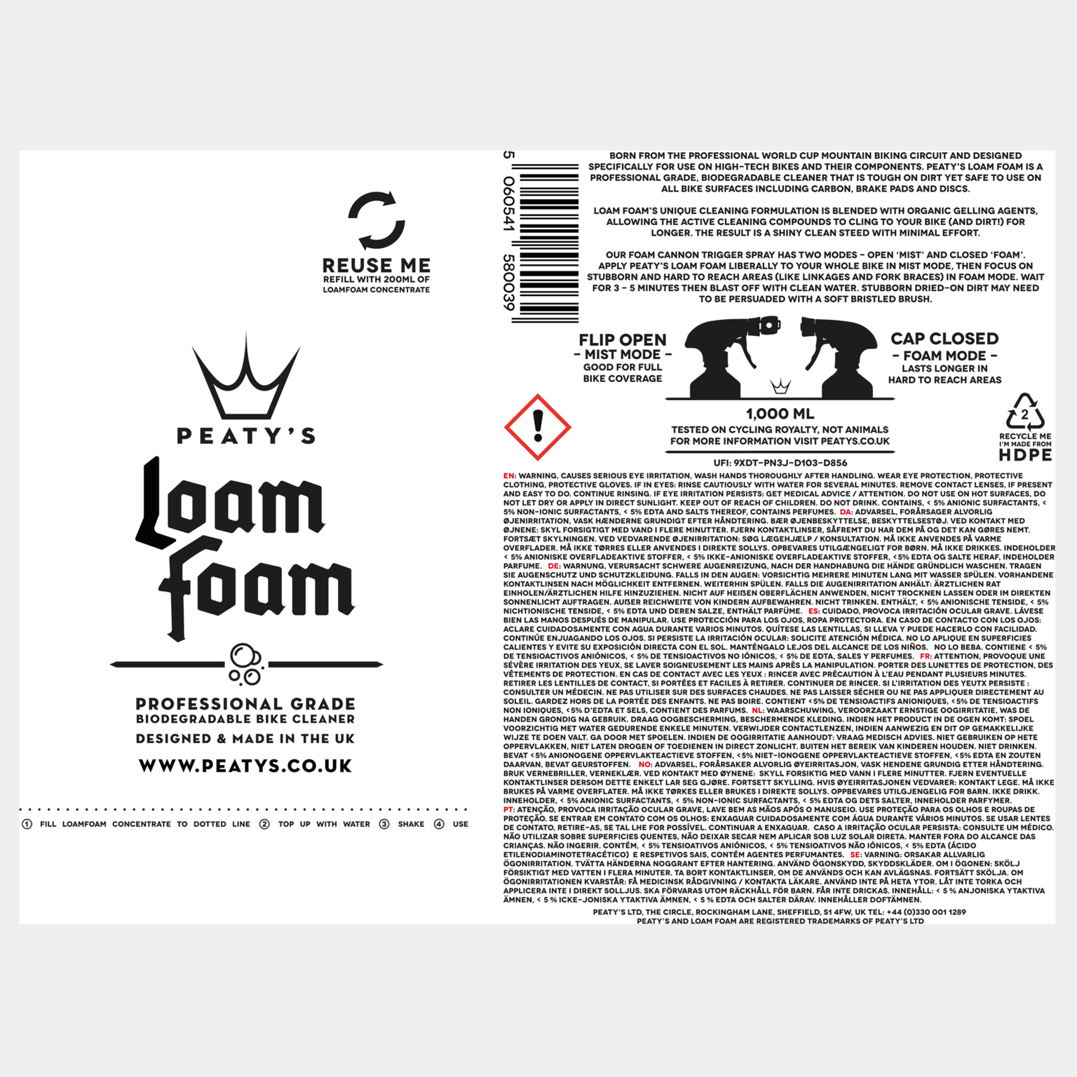  Myjka rowerowa LoamFoam 1 litr -