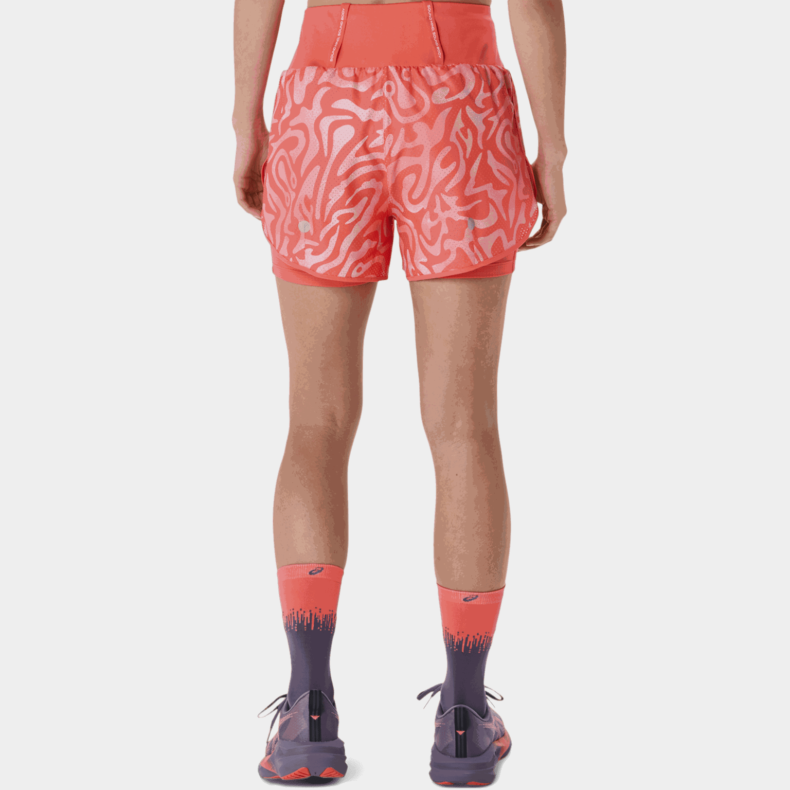 Road All Over Print 2-n-1 3.5in Short, løpeshorts, dame - Rød