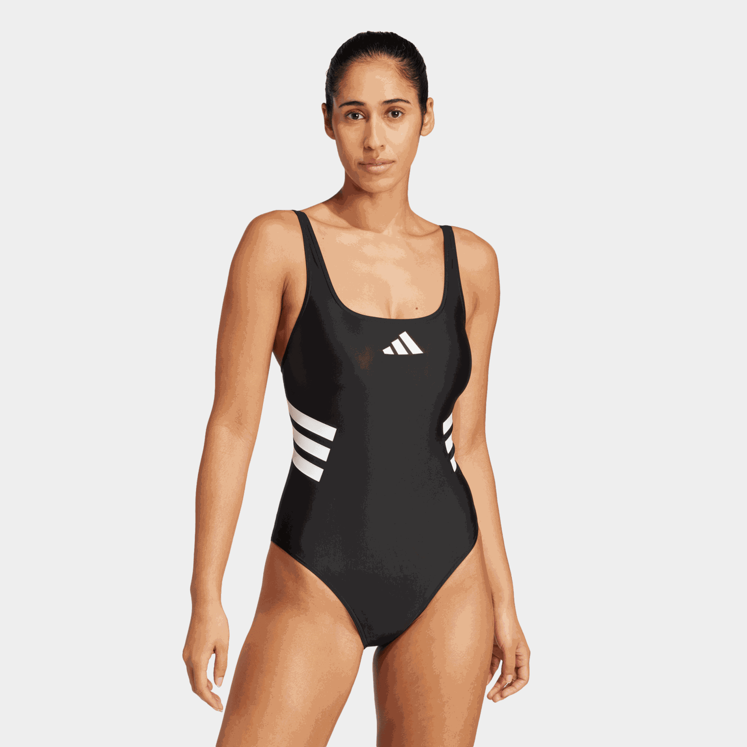 3-Stripes U-back Swimsuit, badedrakt, dame - Svart